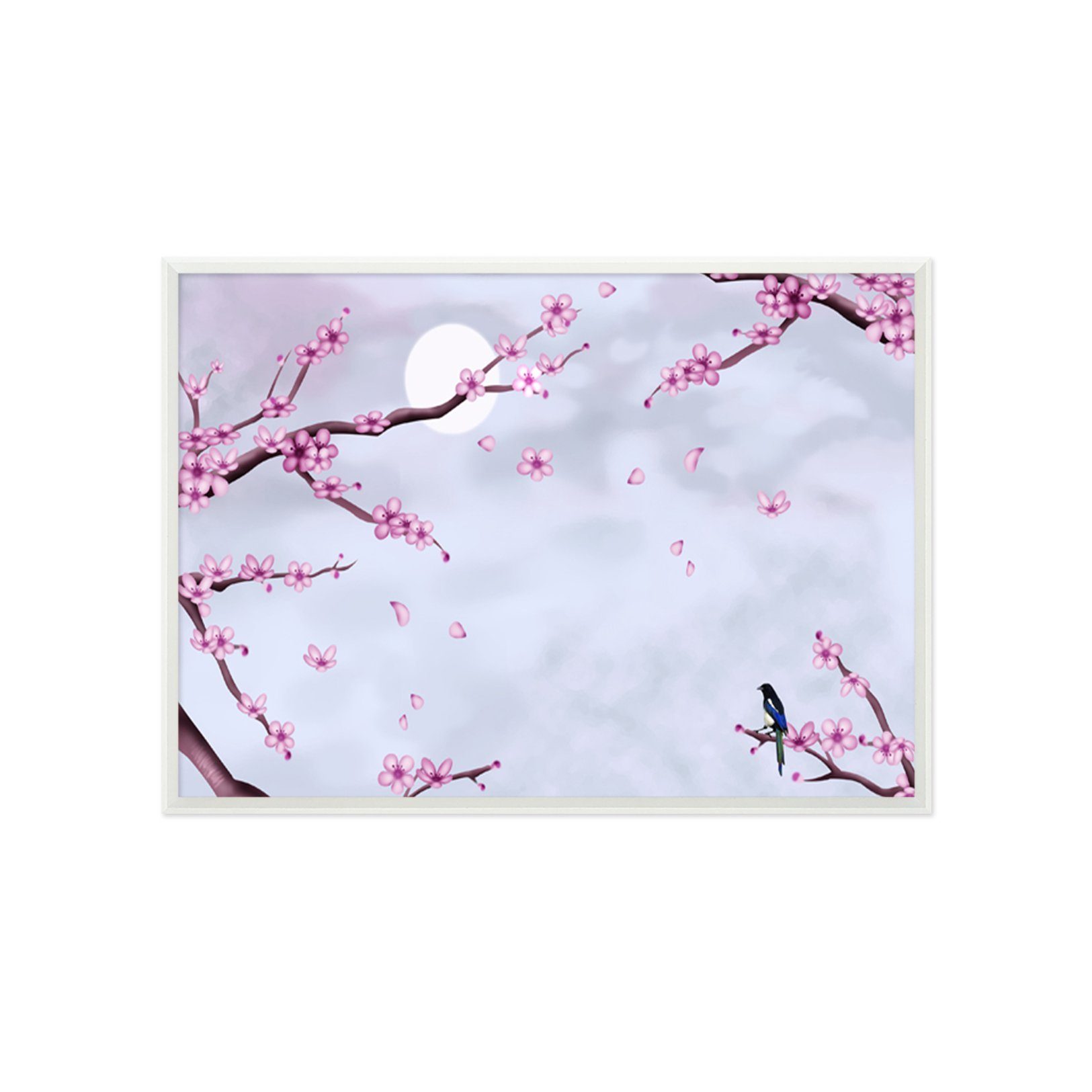 3D Moon Plum 200 Fake Framed Print Painting Wallpaper AJ Creativity Home