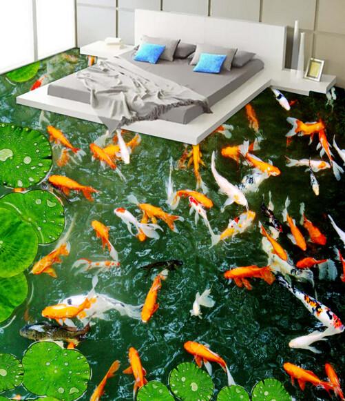 3D Active Fish Floor Mural Wallpaper AJ Wallpaper 2