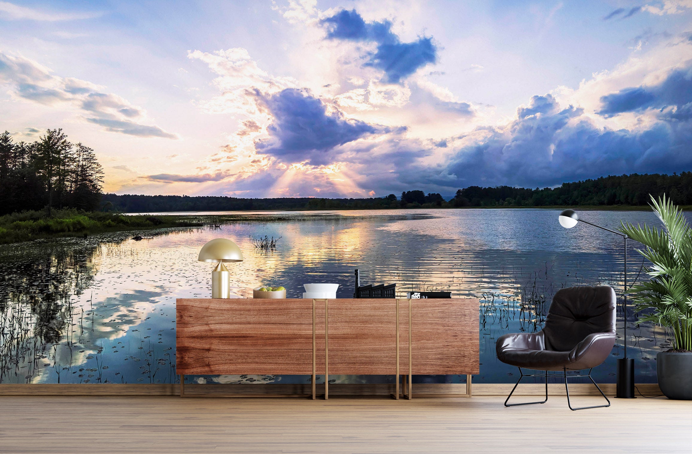 3D Reflecting Sunset 85023 Jerry LoFaro Wall Mural Wall Murals