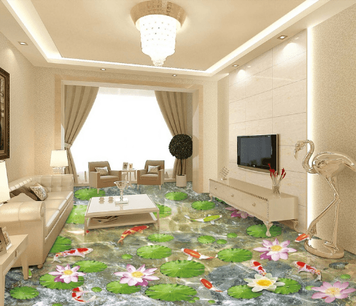 3D Lotus Pond 267 Floor Mural Wallpaper AJ Wallpaper 2