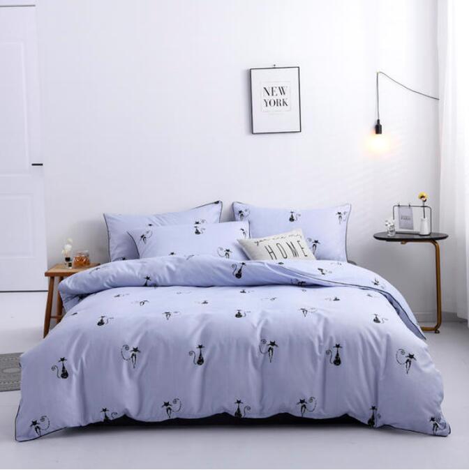 3D Light Purple Bottom Little Cat 2003 Bed Pillowcases Quilt