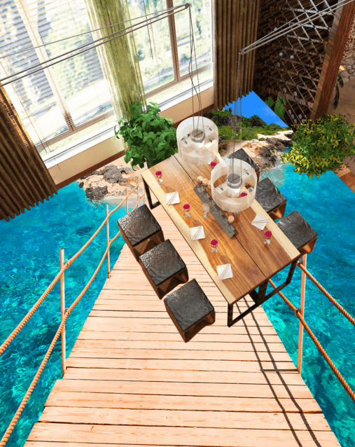 3D Sea Wood Bridge Floor Mural Wallpaper AJ Wallpaper 2