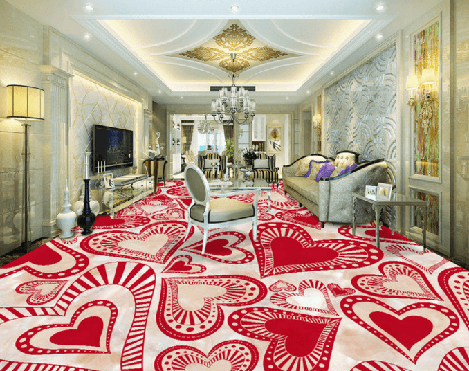 3D Red Love Heart 242 Floor Mural Wallpaper AJ Wallpaper 2