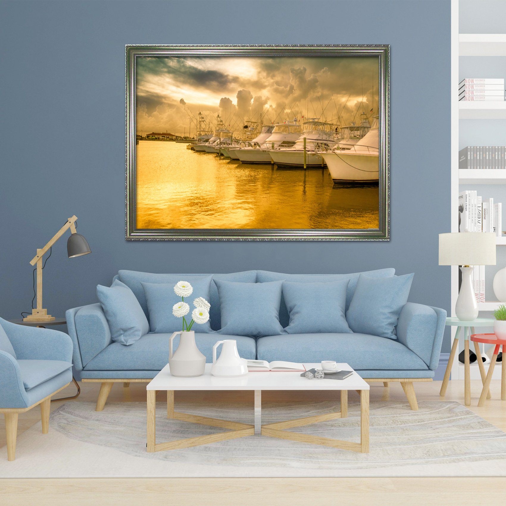 3D Twilight Ship 029 Fake Framed Print Painting Wallpaper AJ Creativity Home