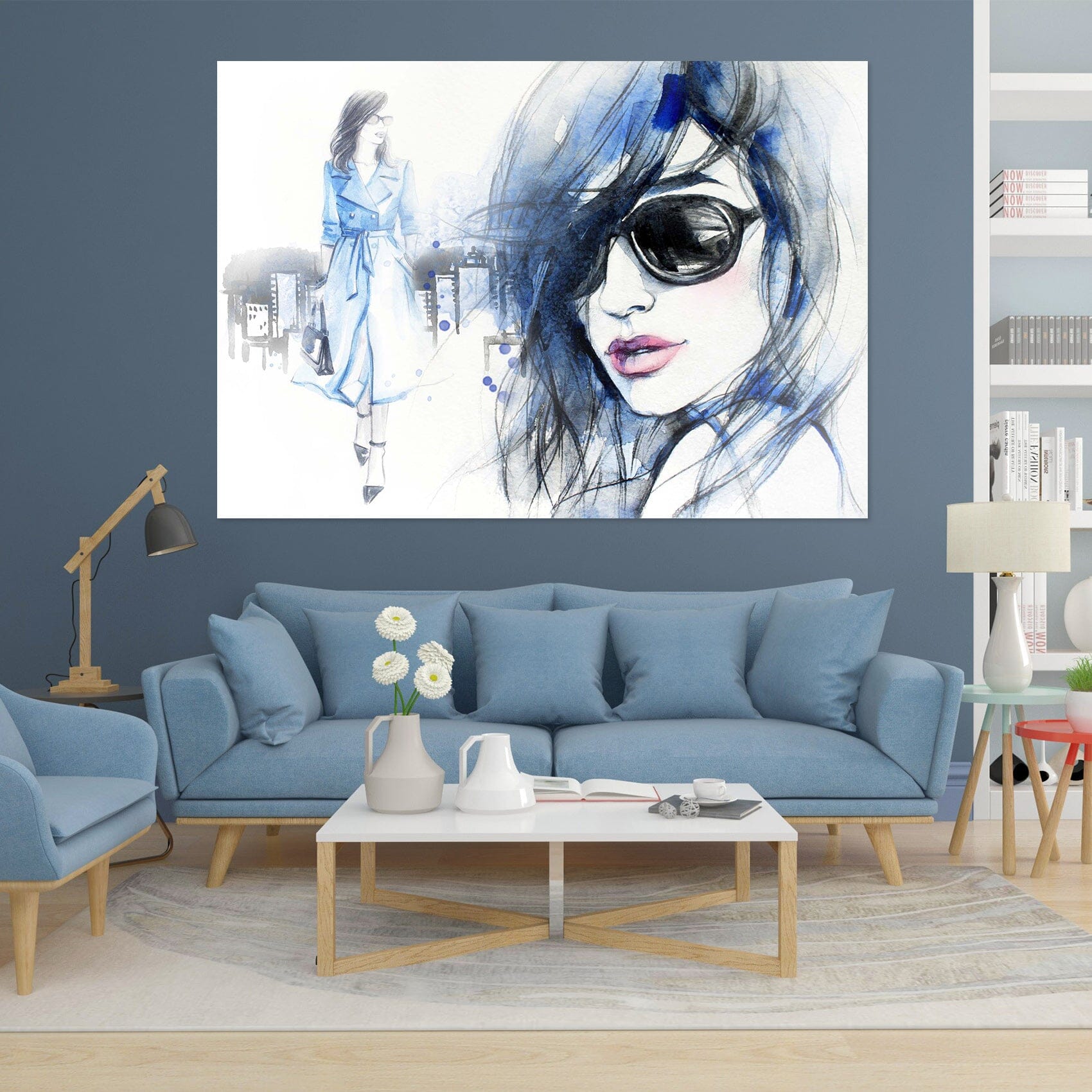 3D Blue Hair Woman 1046 Wall Sticker Wallpaper AJ Wallpaper 2