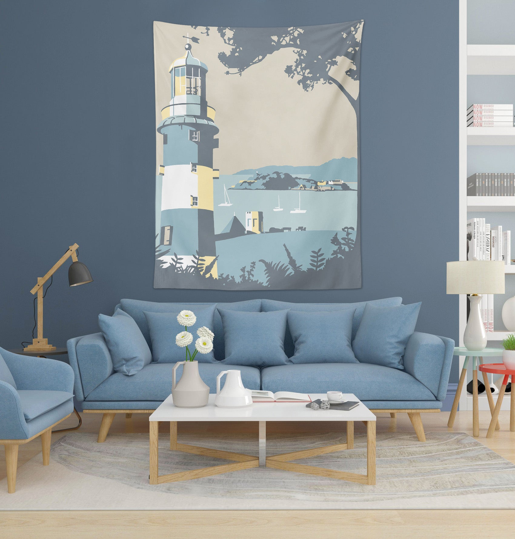 3D Blue Lighthouse 5358 Steve Read Tapestry Hanging Cloth Hang