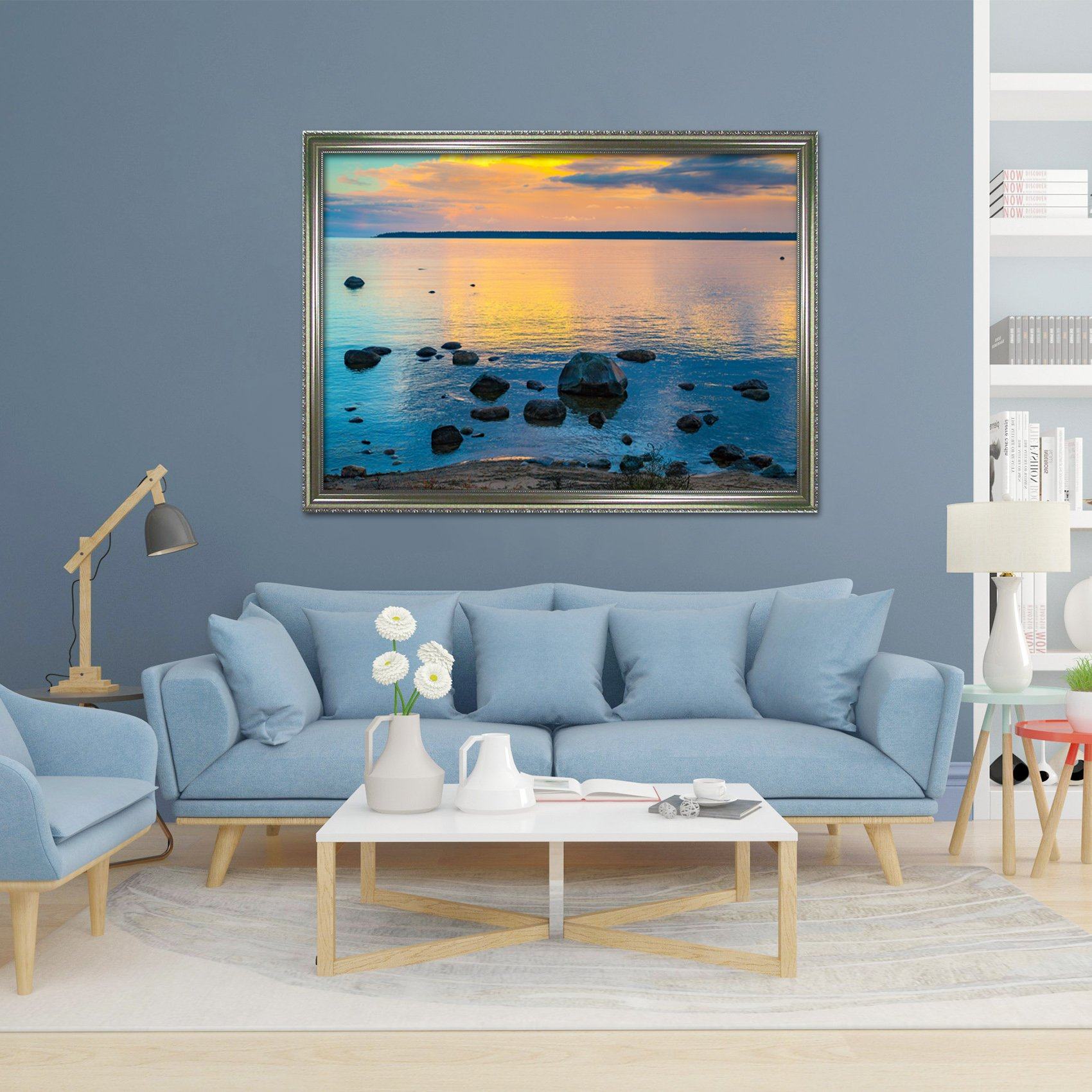 3D Dusk Sea 160 Fake Framed Print Painting Wallpaper AJ Creativity Home