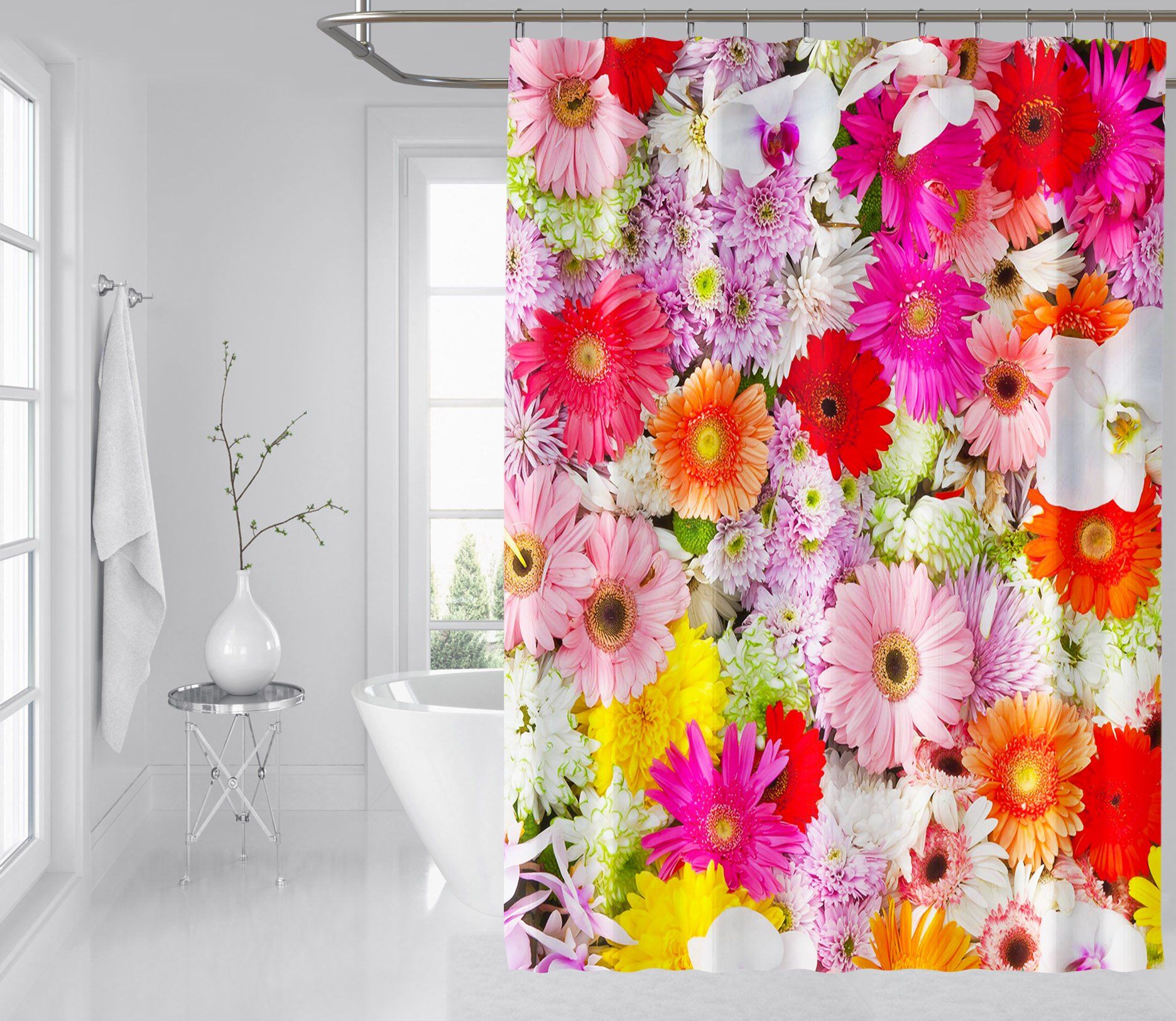 3D Colored Daisy 008 Shower Curtain 3D Shower Curtain AJ Creativity Home