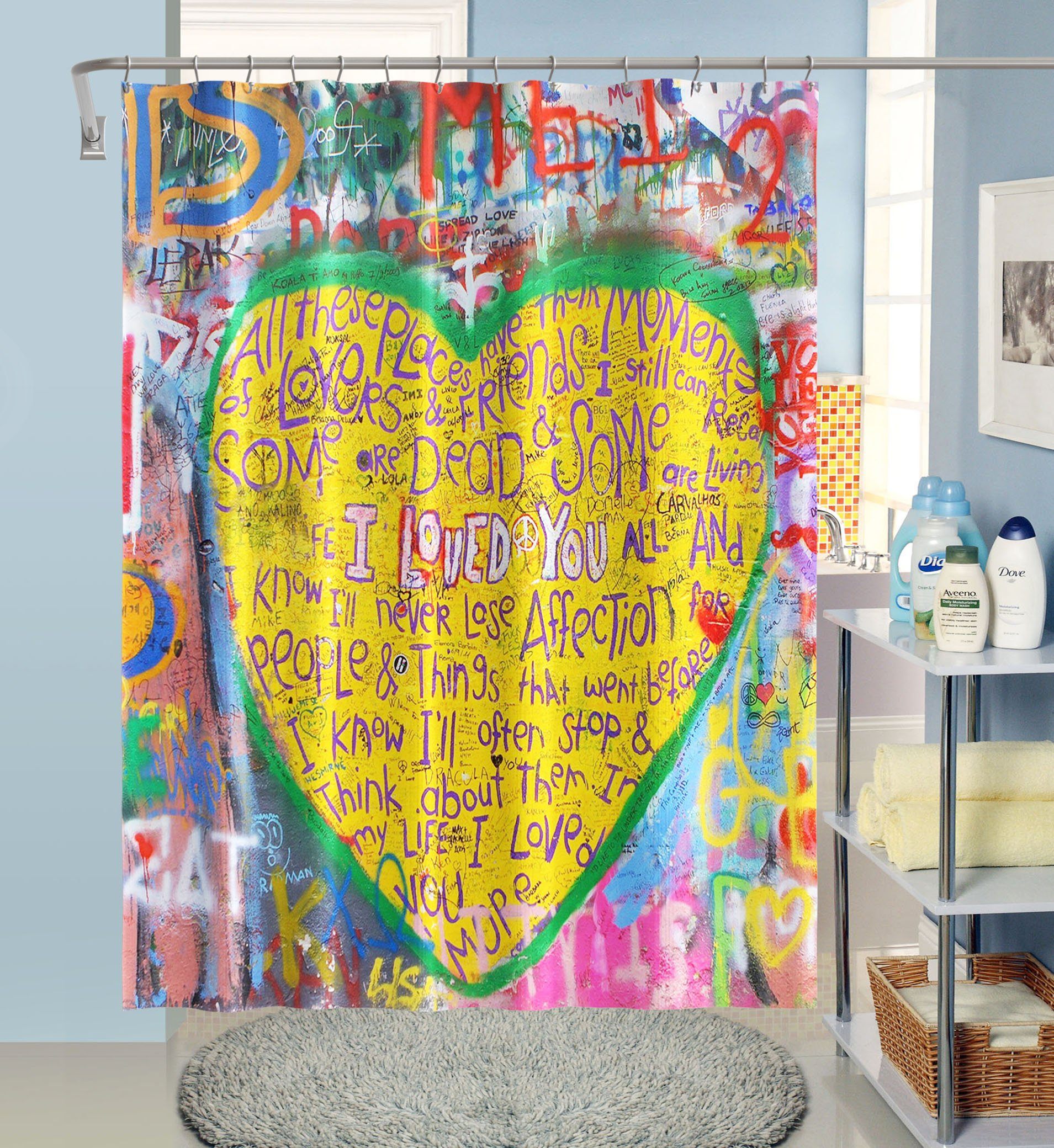 3D Love White Wall 011 Shower Curtain 3D Shower Curtain AJ Creativity Home