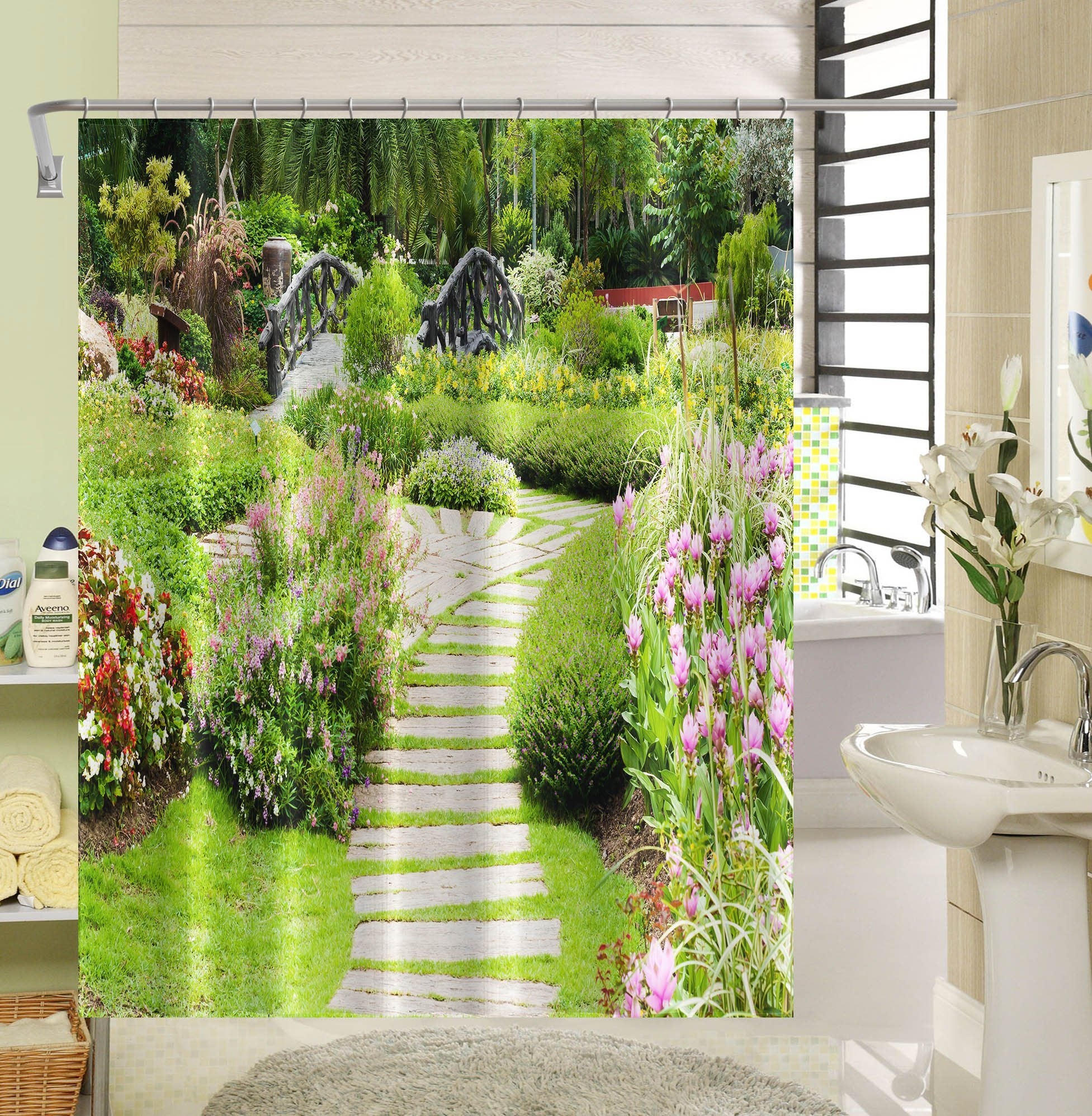 3D Park Boardwalk 022 Shower Curtain 3D Shower Curtain AJ Creativity Home