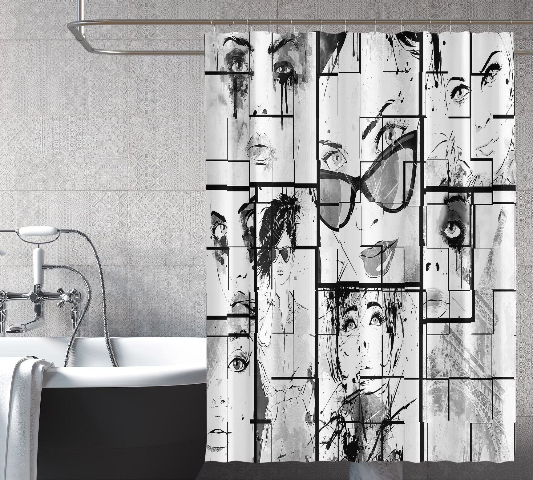 3D Sunglasses Woman 100 Shower Curtain 3D Shower Curtain AJ Creativity Home