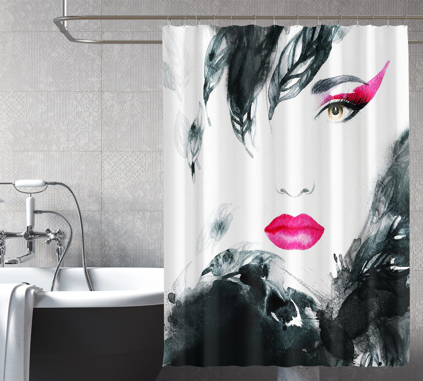 3D Sexy Red Lips 088 Shower Curtain 3D Shower Curtain AJ Creativity Home