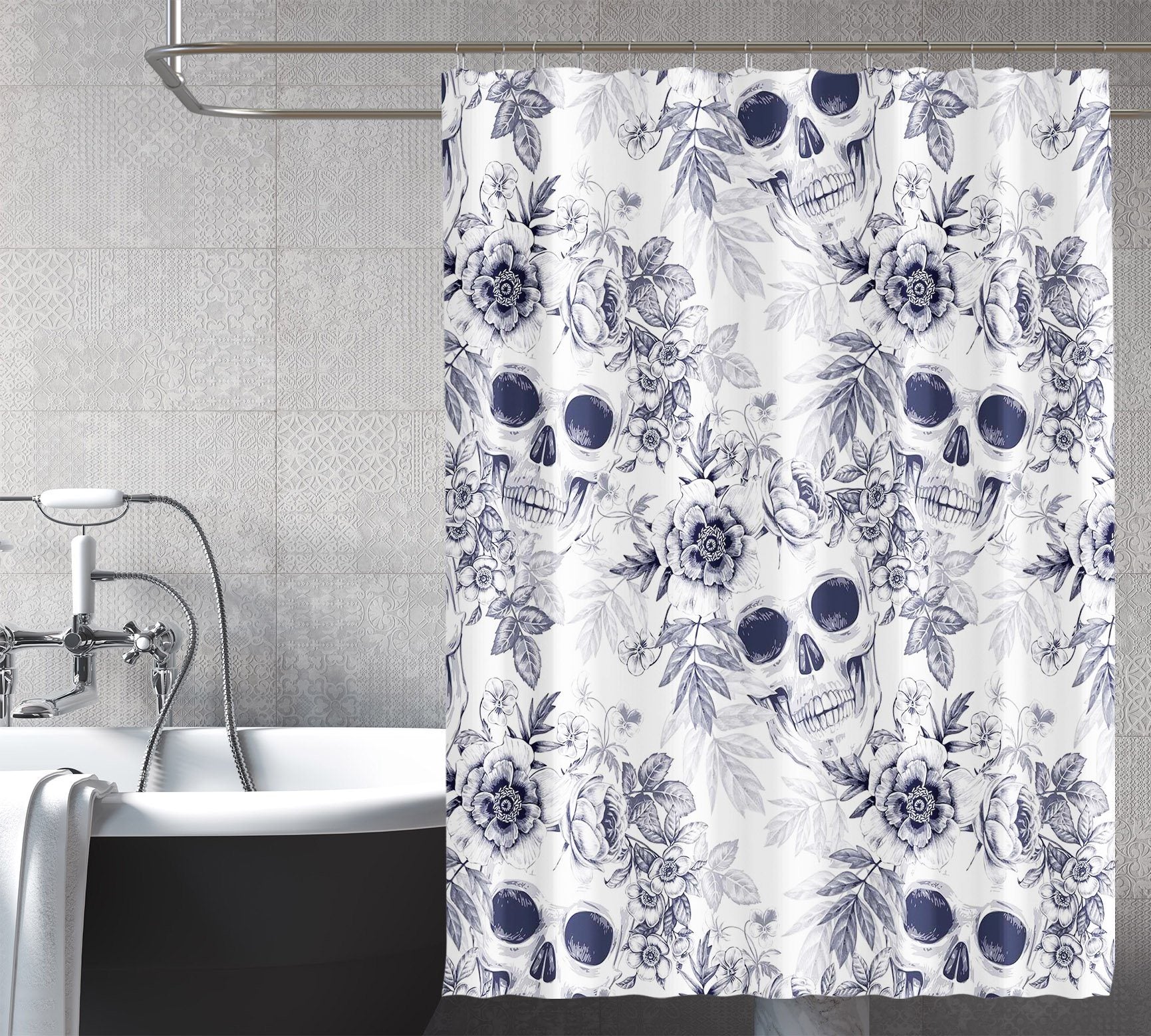 3D Human Head Flower 092 Shower Curtain 3D Shower Curtain AJ Creativity Home