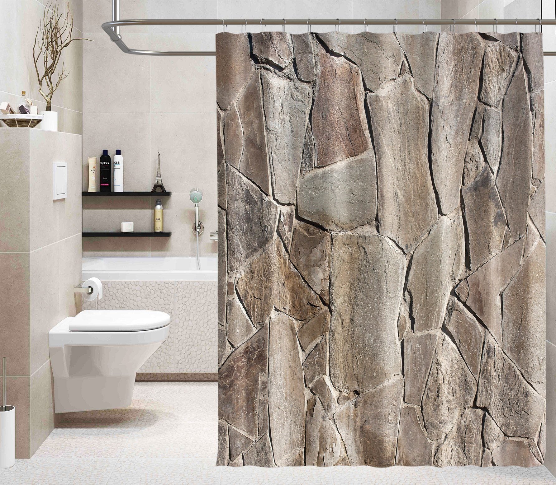 3D Irregular Stones 019 Shower Curtain 3D Shower Curtain AJ Creativity Home