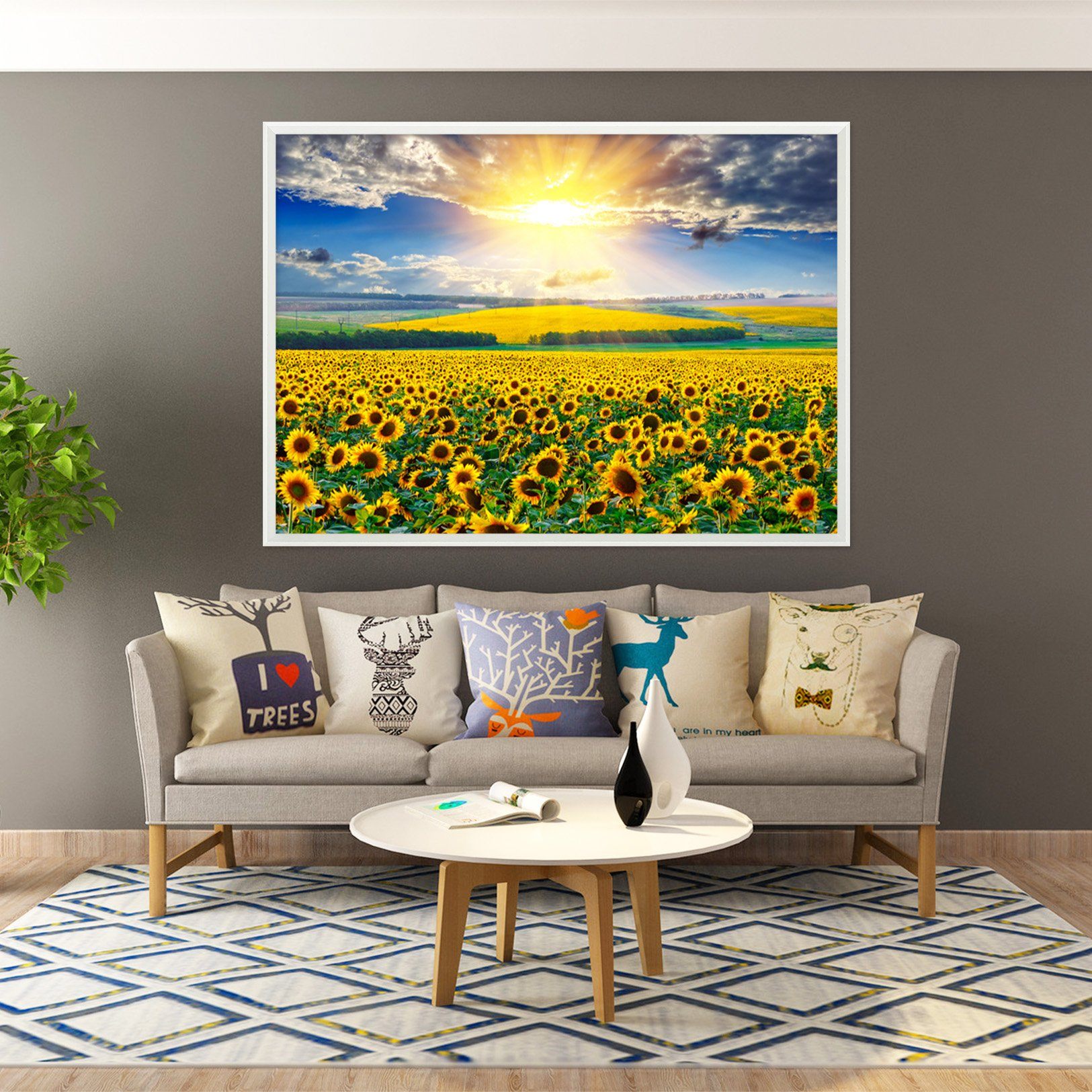 3D Sunshine Sunflower 161 Fake Framed Print Painting Wallpaper AJ Creativity Home