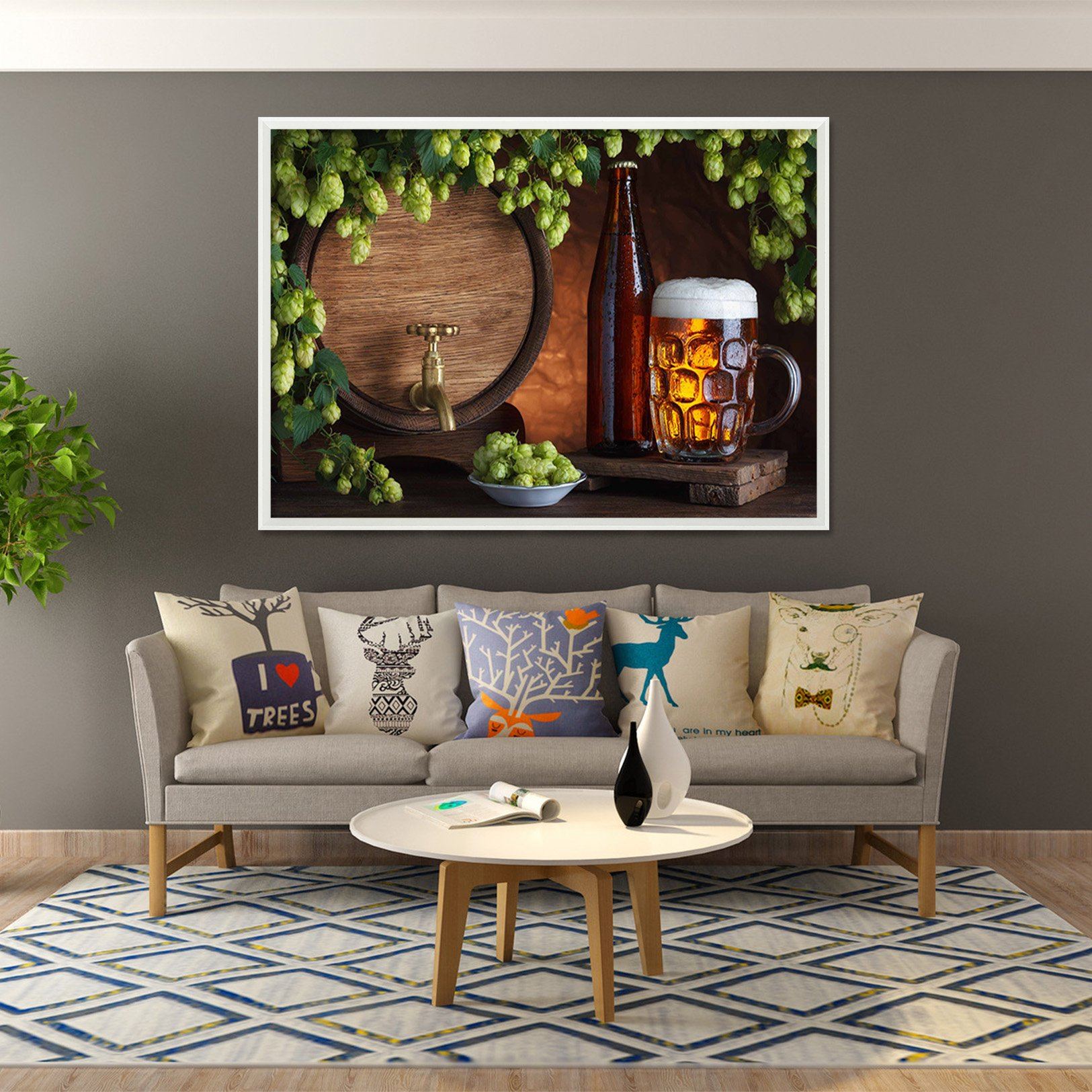 3D Big Beer 116 Fake Framed Print Painting Wallpaper AJ Creativity Home