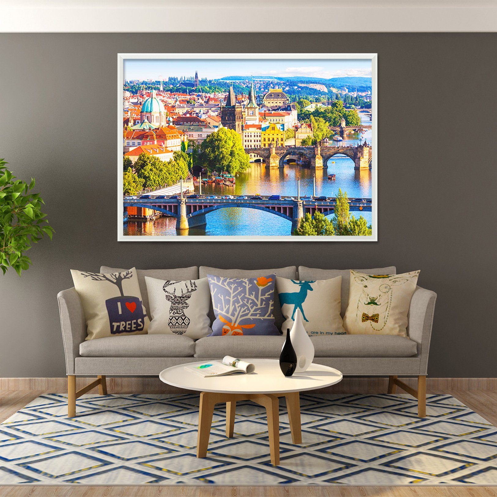 3D Beautiful City 157 Fake Framed Print Painting Wallpaper AJ Creativity Home