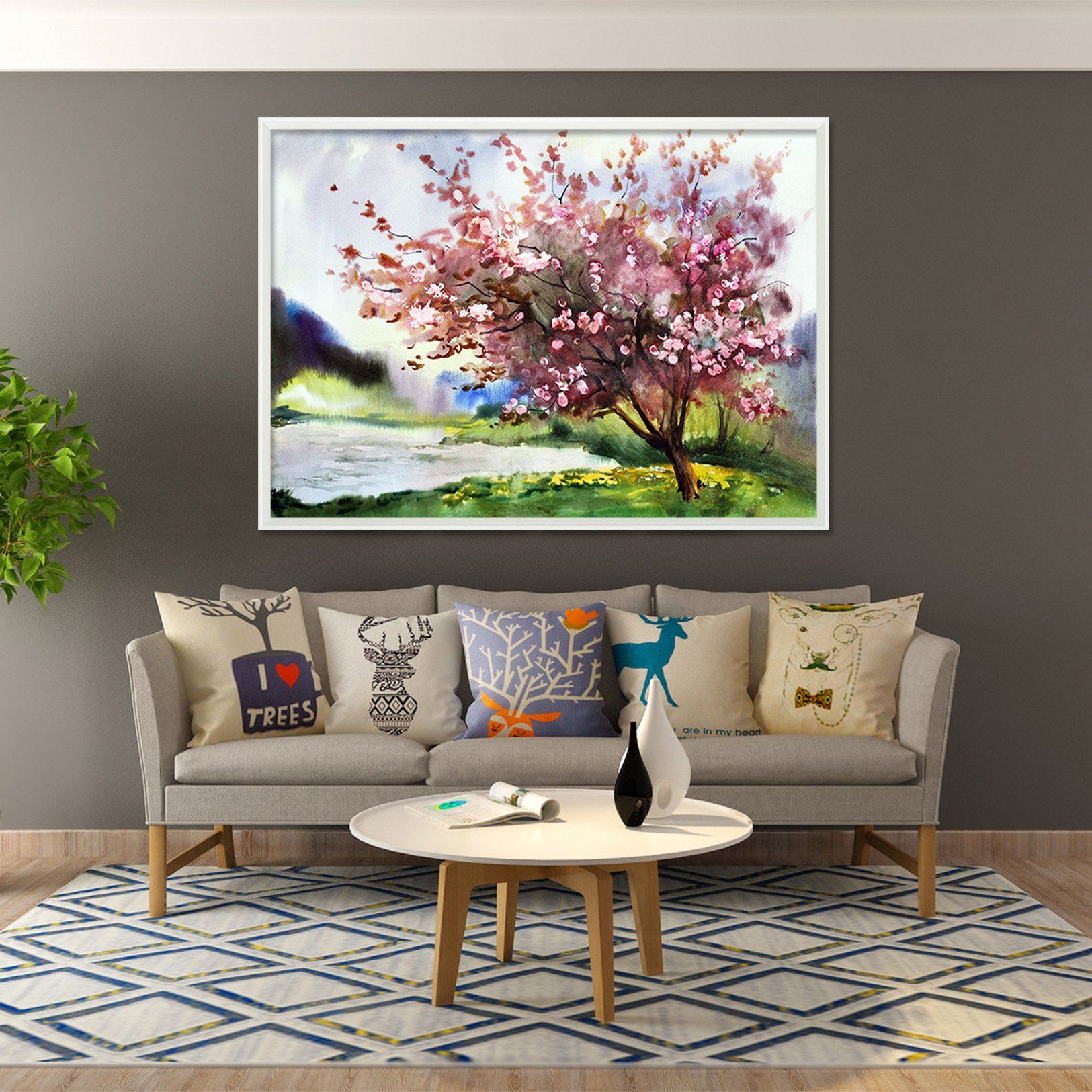 3D Tree Blossom 171 Fake Framed Print Painting Wallpaper AJ Creativity Home
