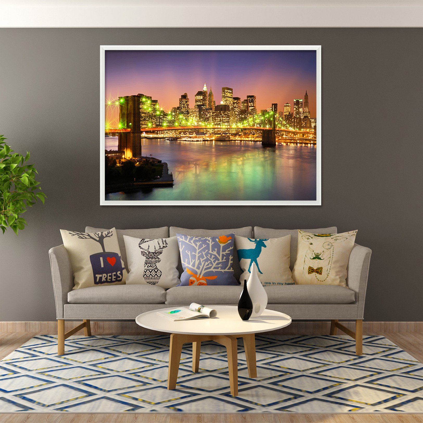 3D Lighting Bridge 154 Fake Framed Print Painting Wallpaper AJ Creativity Home