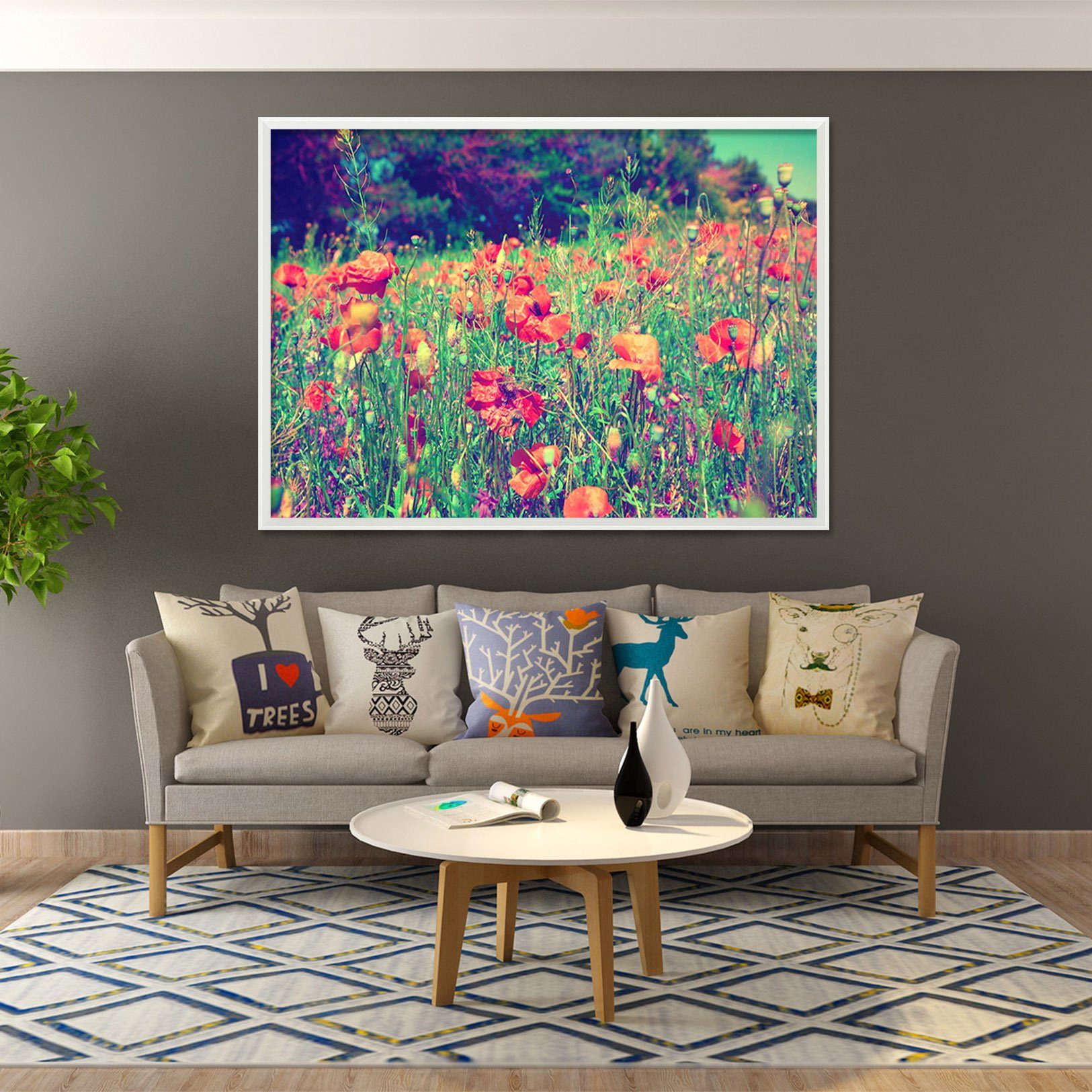 3D Blooming Flowers 097 Fake Framed Print Painting Wallpaper AJ Creativity Home