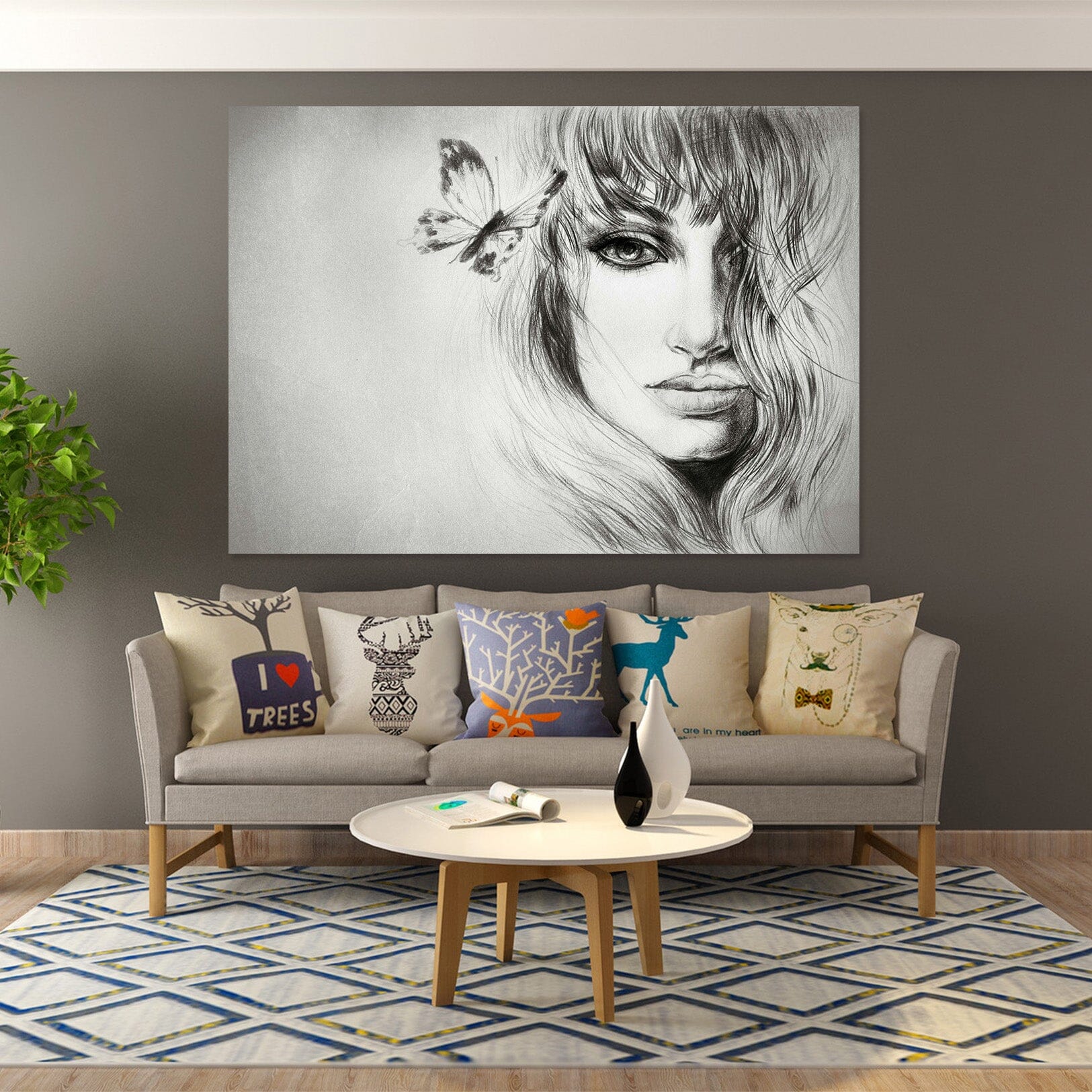 3D Sketch Woman 1007 Wall Sticker Wallpaper AJ Wallpaper 2