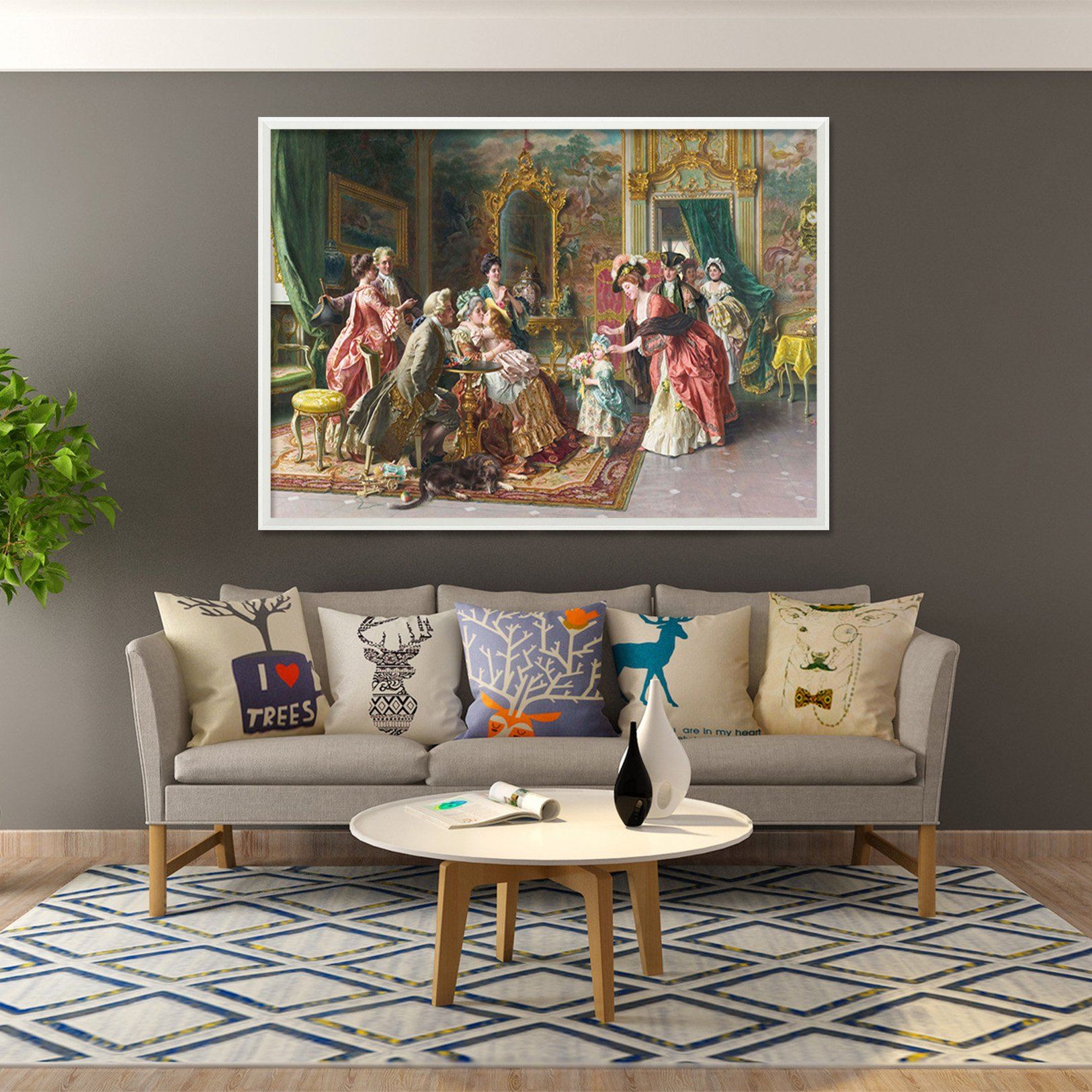 3D Family Gathering 143 Fake Framed Print Painting Wallpaper AJ Creativity Home
