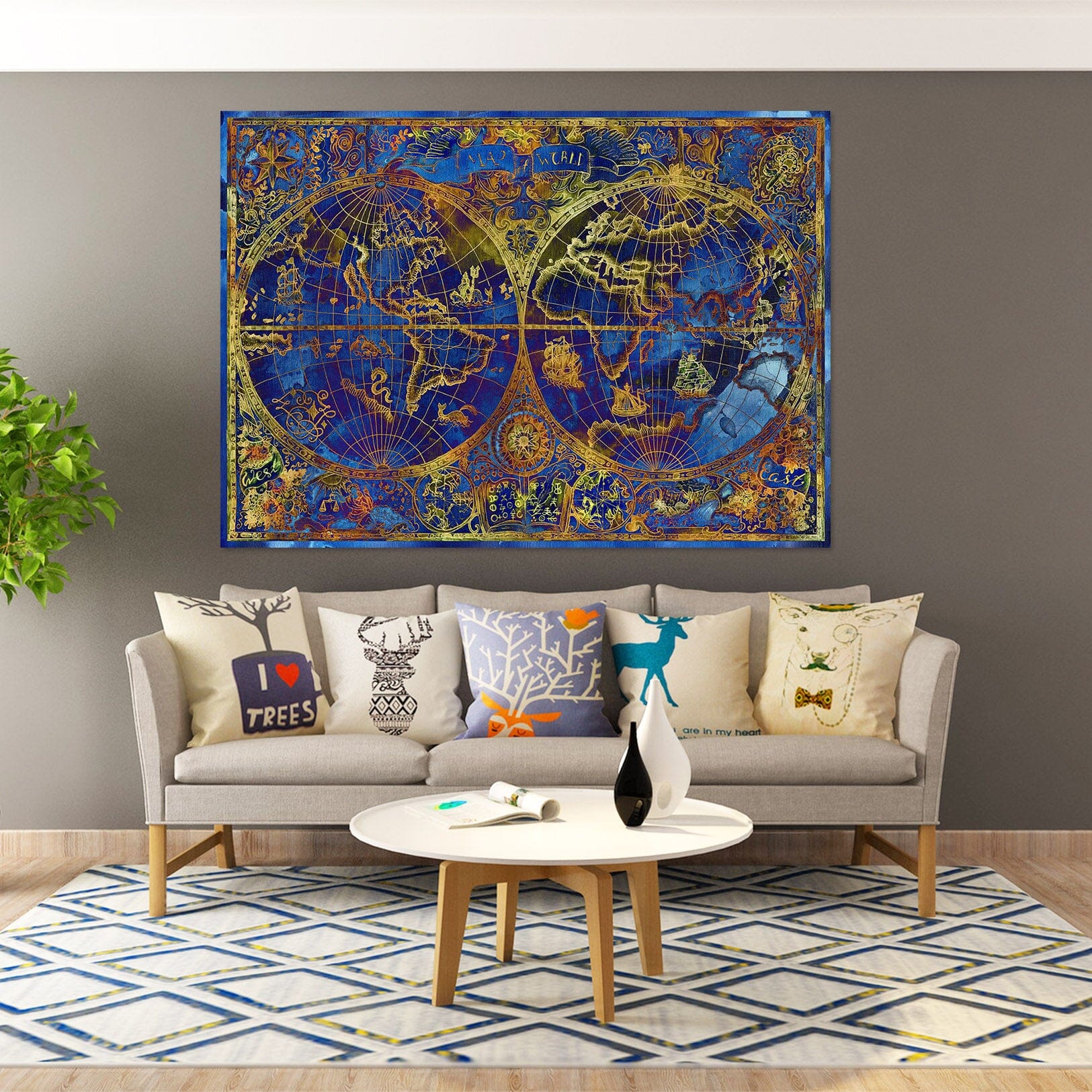 3D Deep Blue Sea 231 World Map Wall Sticker Wallpaper AJ Wallpaper 2