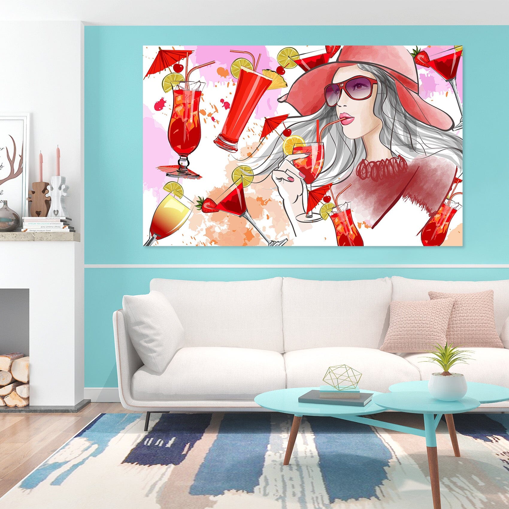 3D Red Drink Woman 1033 Wall Sticker Wallpaper AJ Wallpaper 2
