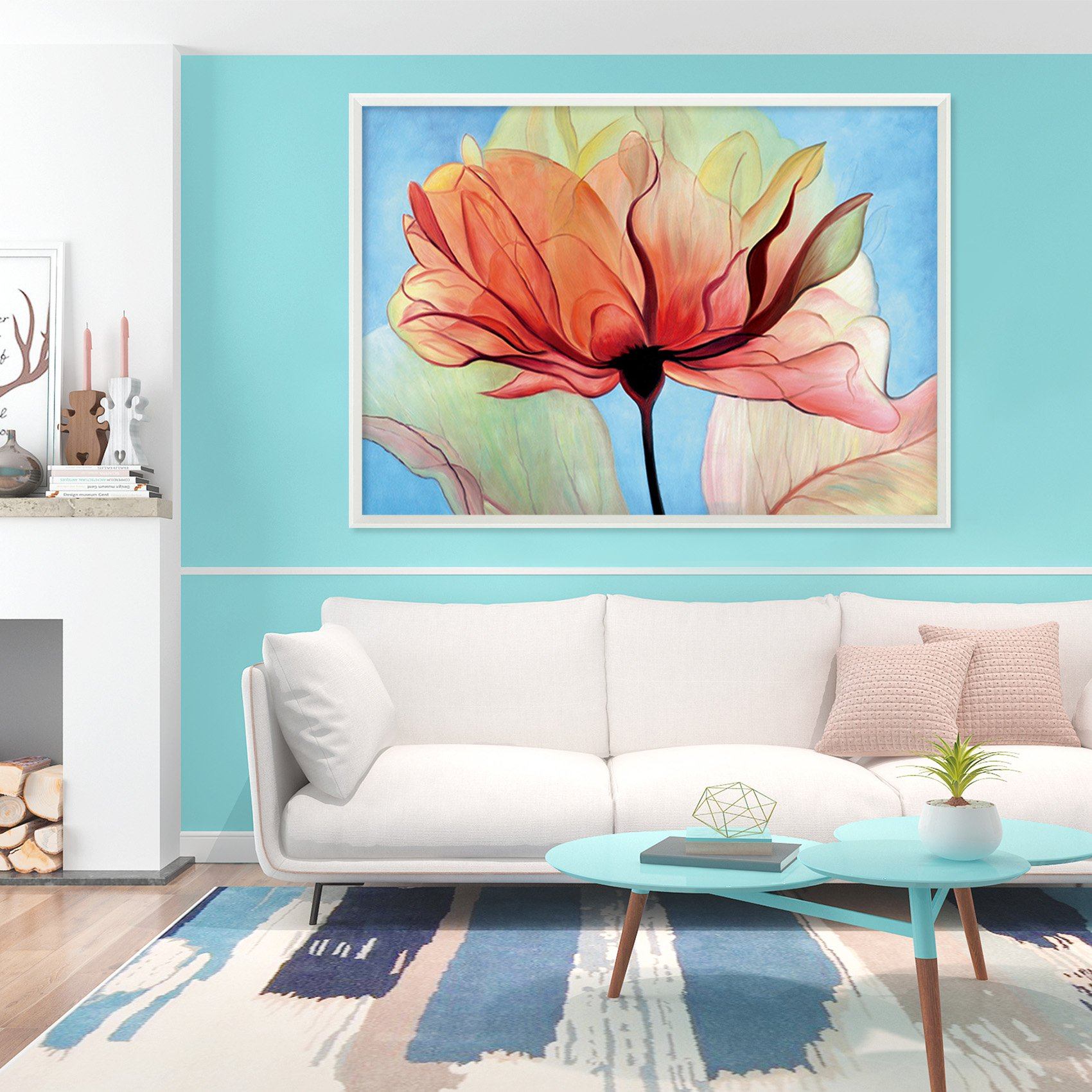 3D Beautiful Flower 024 Fake Framed Print Painting Wallpaper AJ Creativity Home