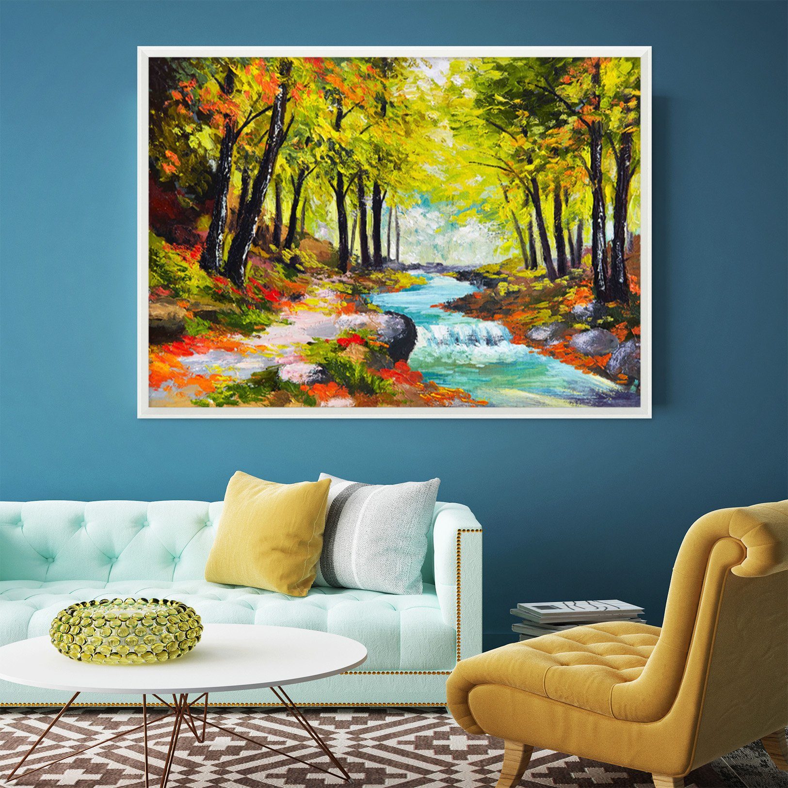 3D Scenic River 046 Fake Framed Print Painting Wallpaper AJ Creativity Home