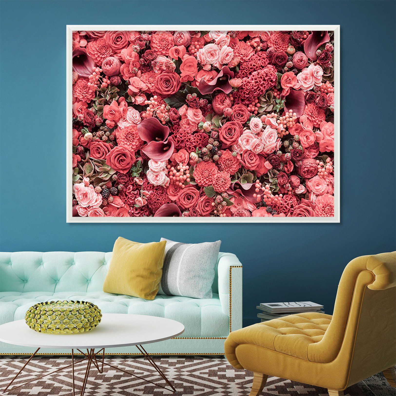 3D Flower Sea 096 Fake Framed Print Painting Wallpaper AJ Creativity Home