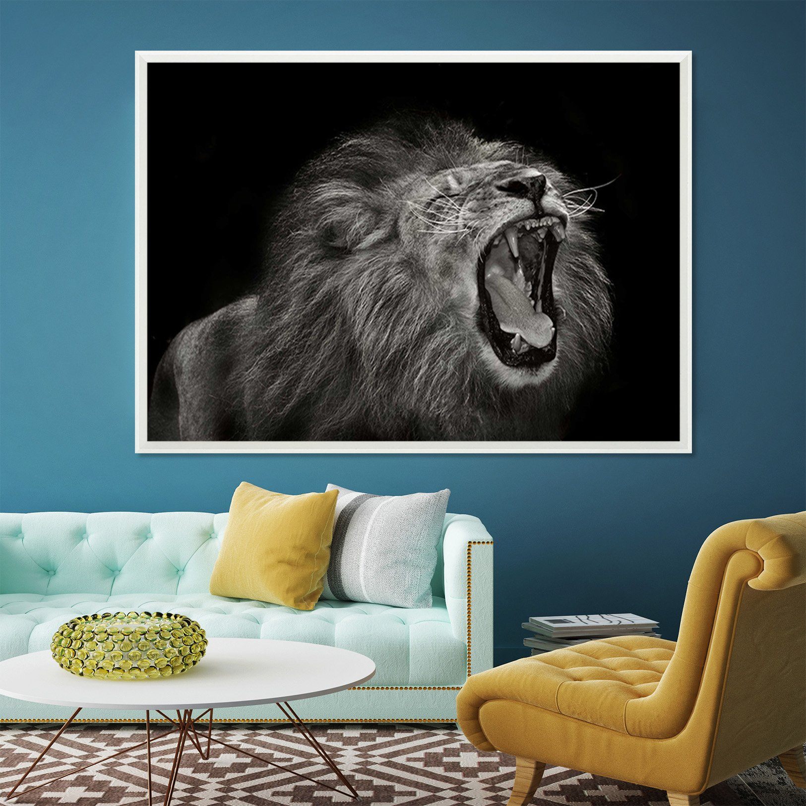3D Roaring Tiger 084 Fake Framed Print Painting Wallpaper AJ Creativity Home