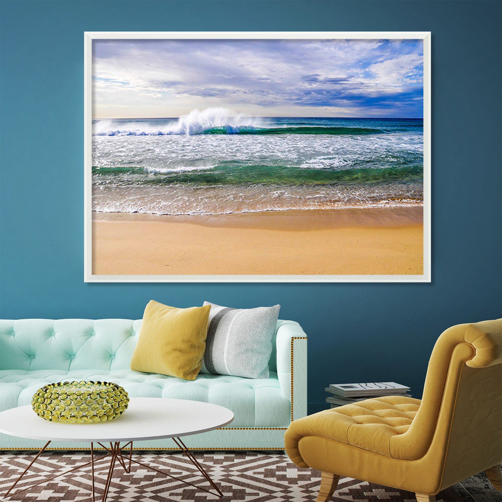 3D Spray Waves 129 Fake Framed Print Painting Wallpaper AJ Creativity Home