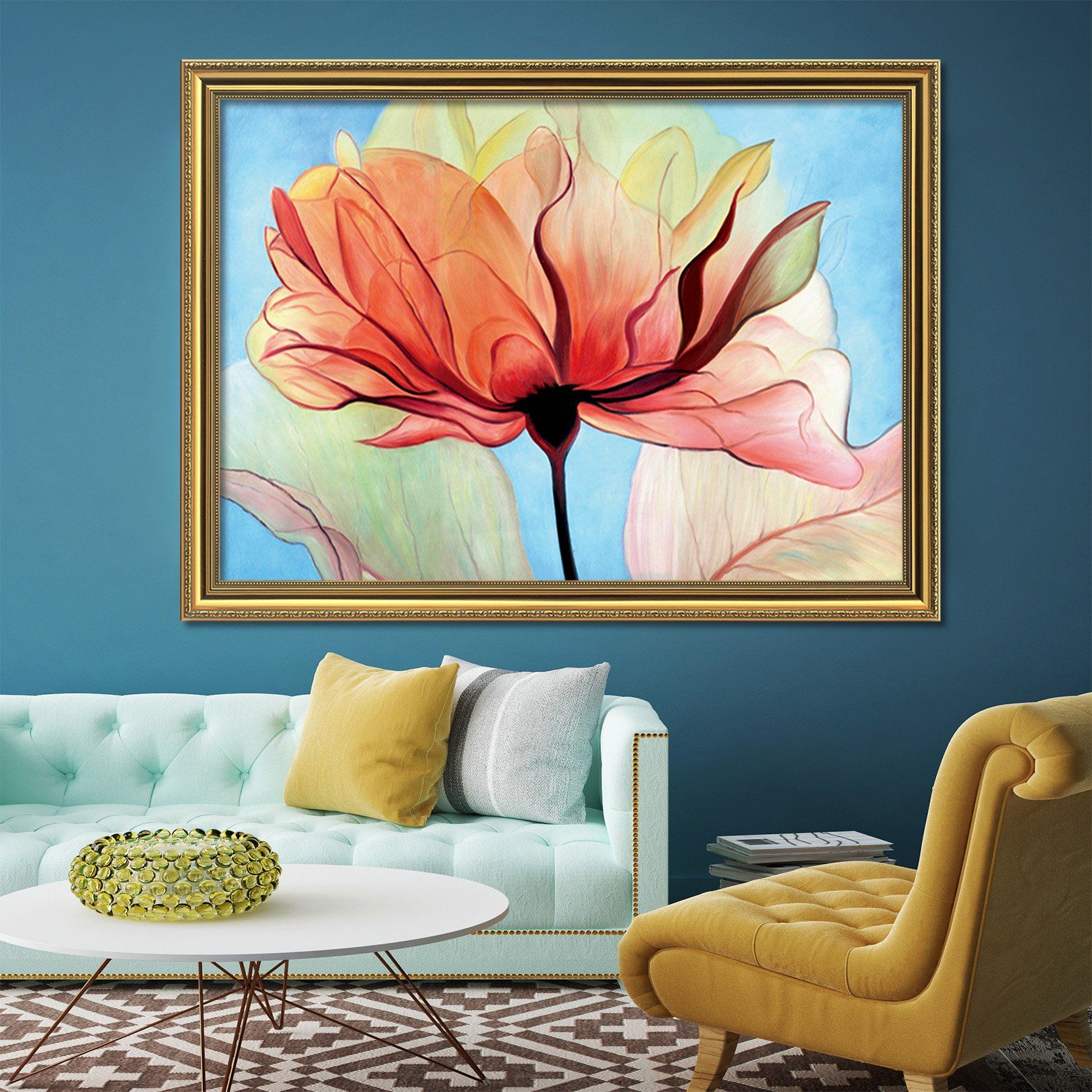 3D Beautiful Flower 024 Fake Framed Print Painting Wallpaper AJ Creativity Home