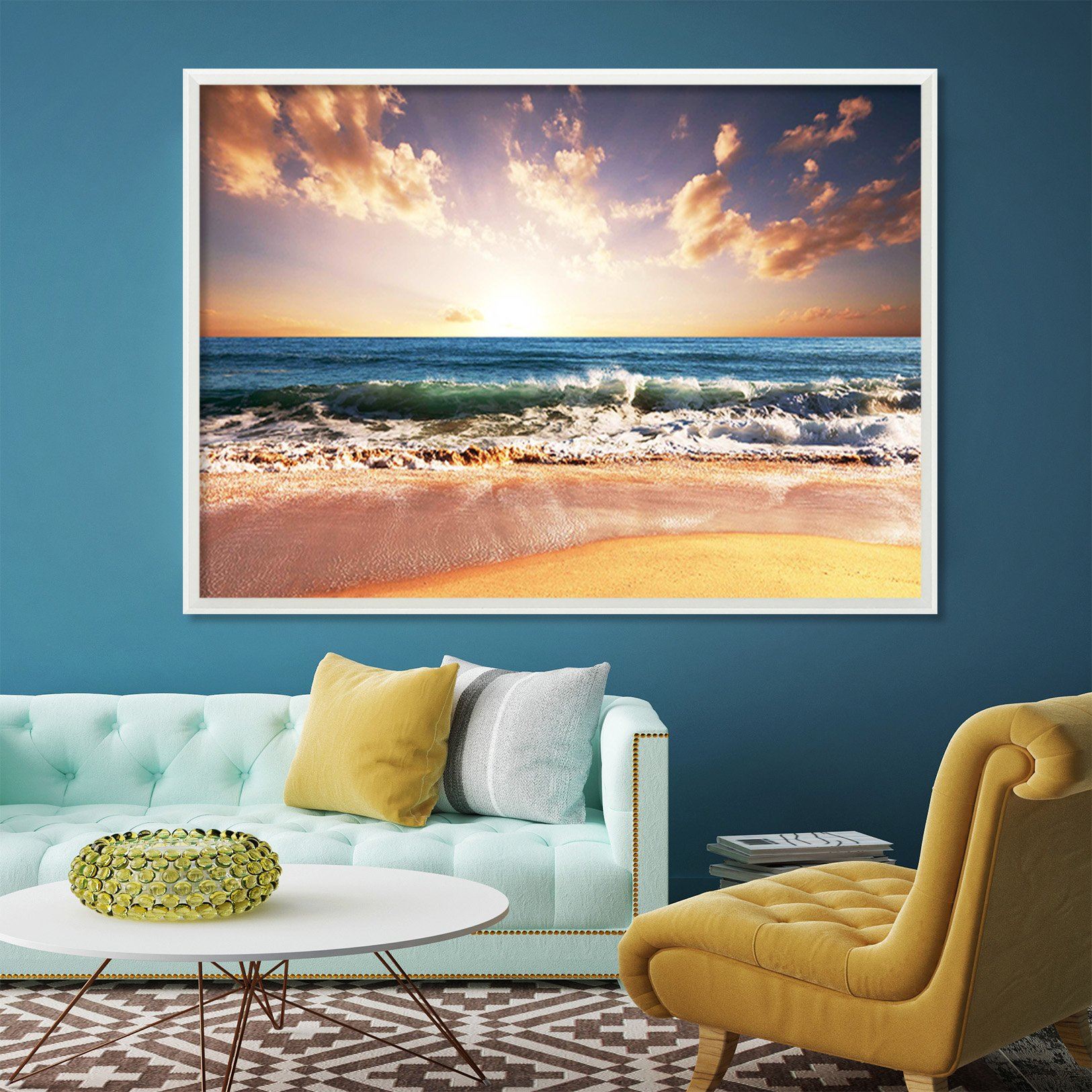 3D Surf Beach 075 Fake Framed Print Painting Wallpaper AJ Creativity Home