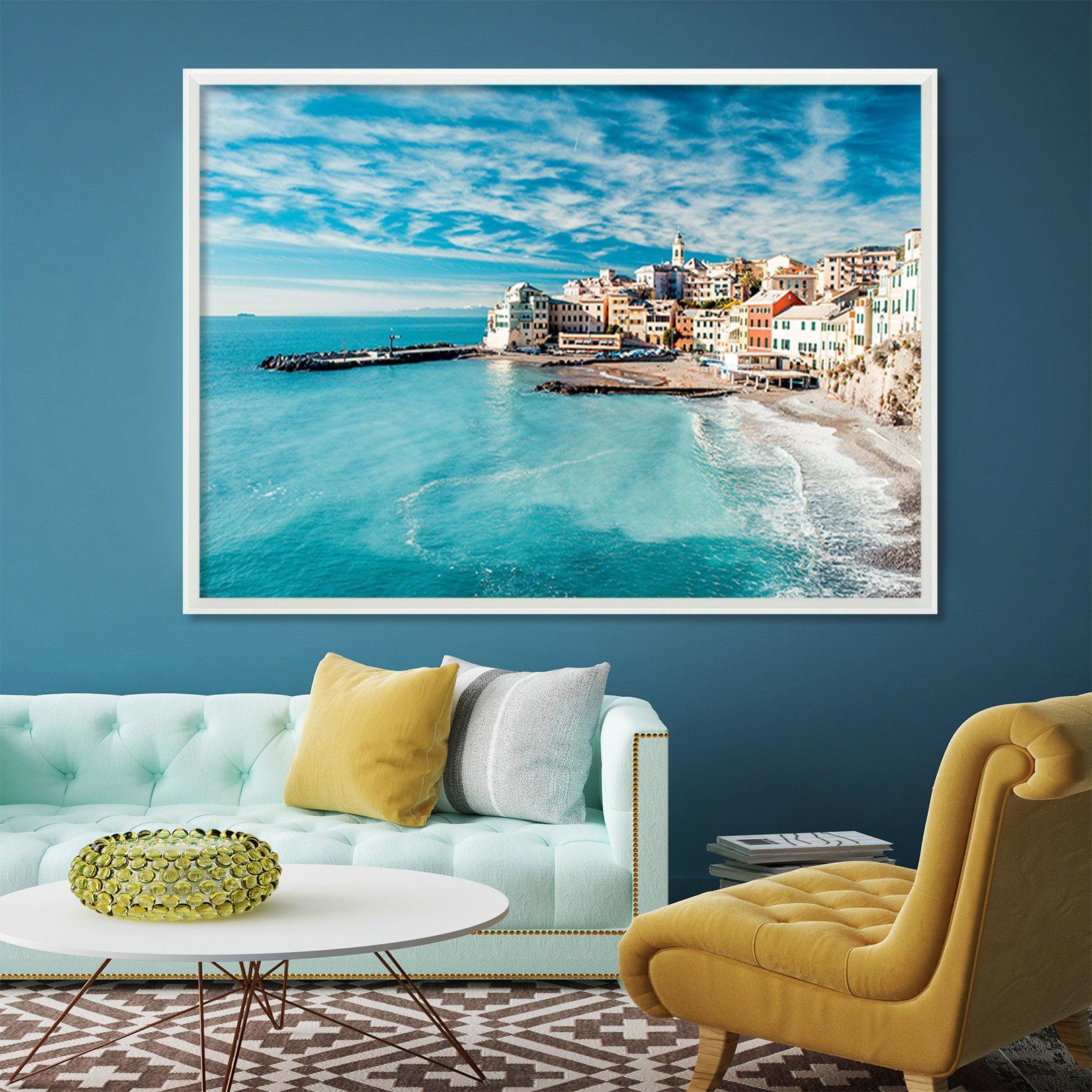 3D Seaside Town 076 Fake Framed Print Painting Wallpaper AJ Creativity Home