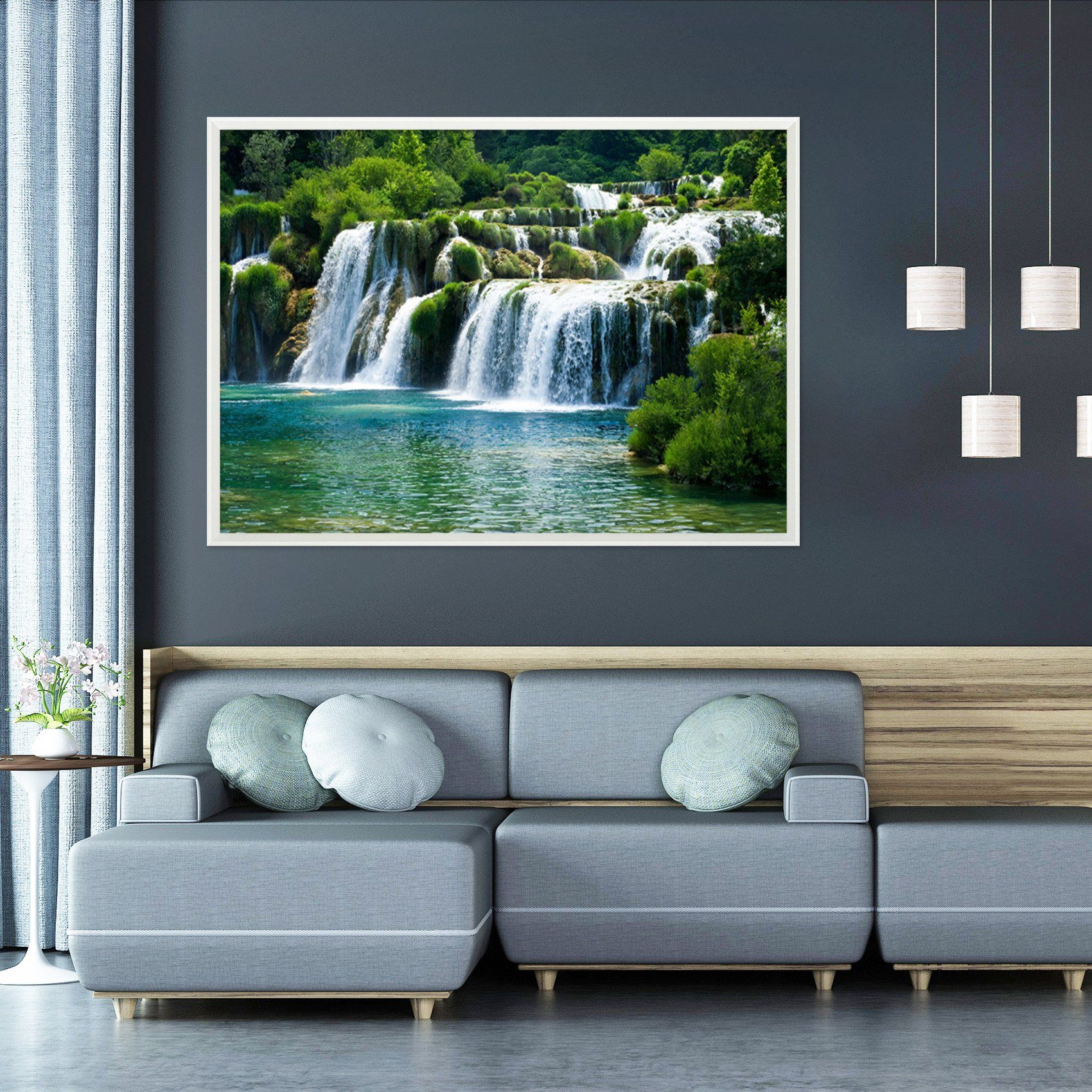 3D Inflowing River 153 Fake Framed Print Painting Wallpaper AJ Creativity Home