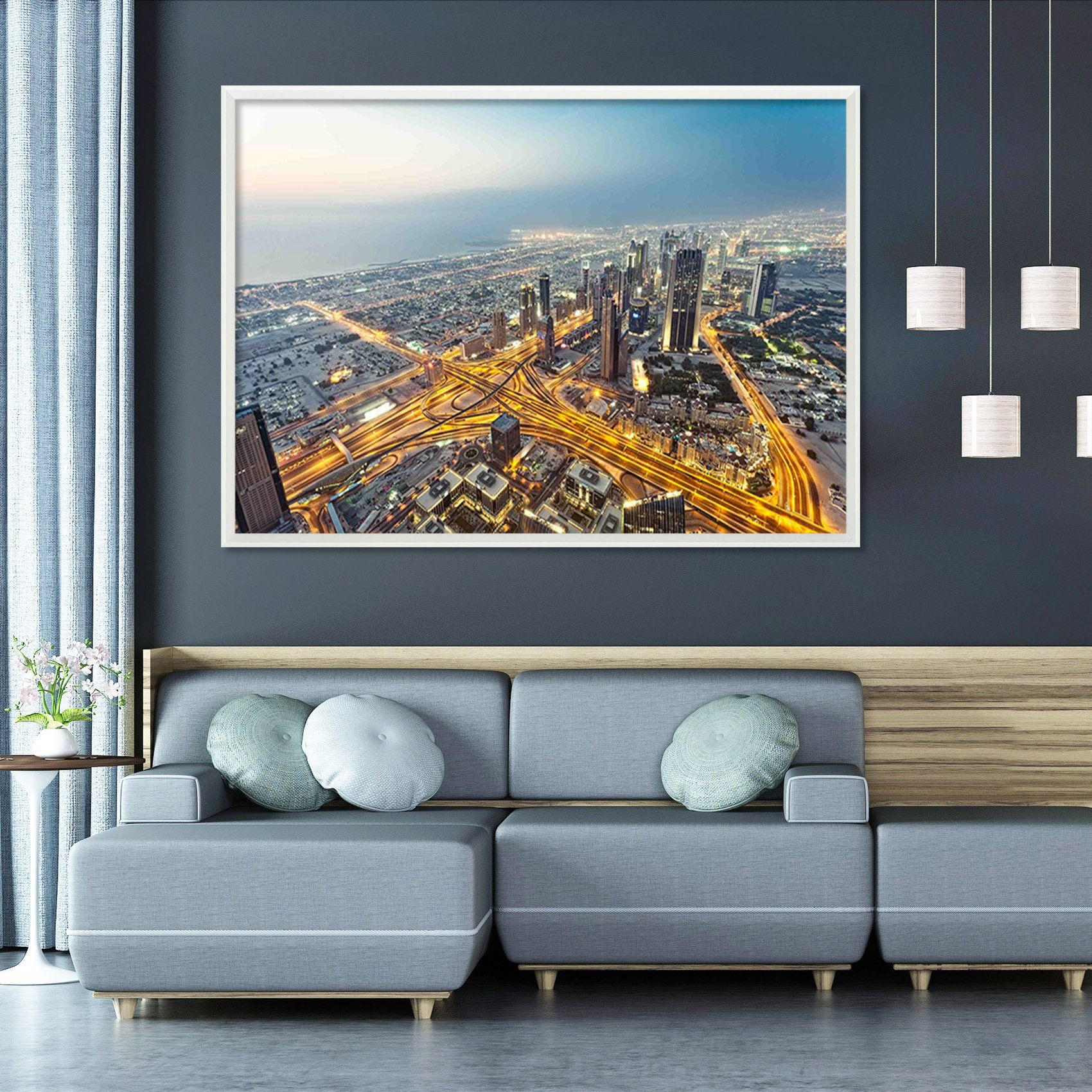 3D Bustling City 028 Fake Framed Print Painting Wallpaper AJ Creativity Home