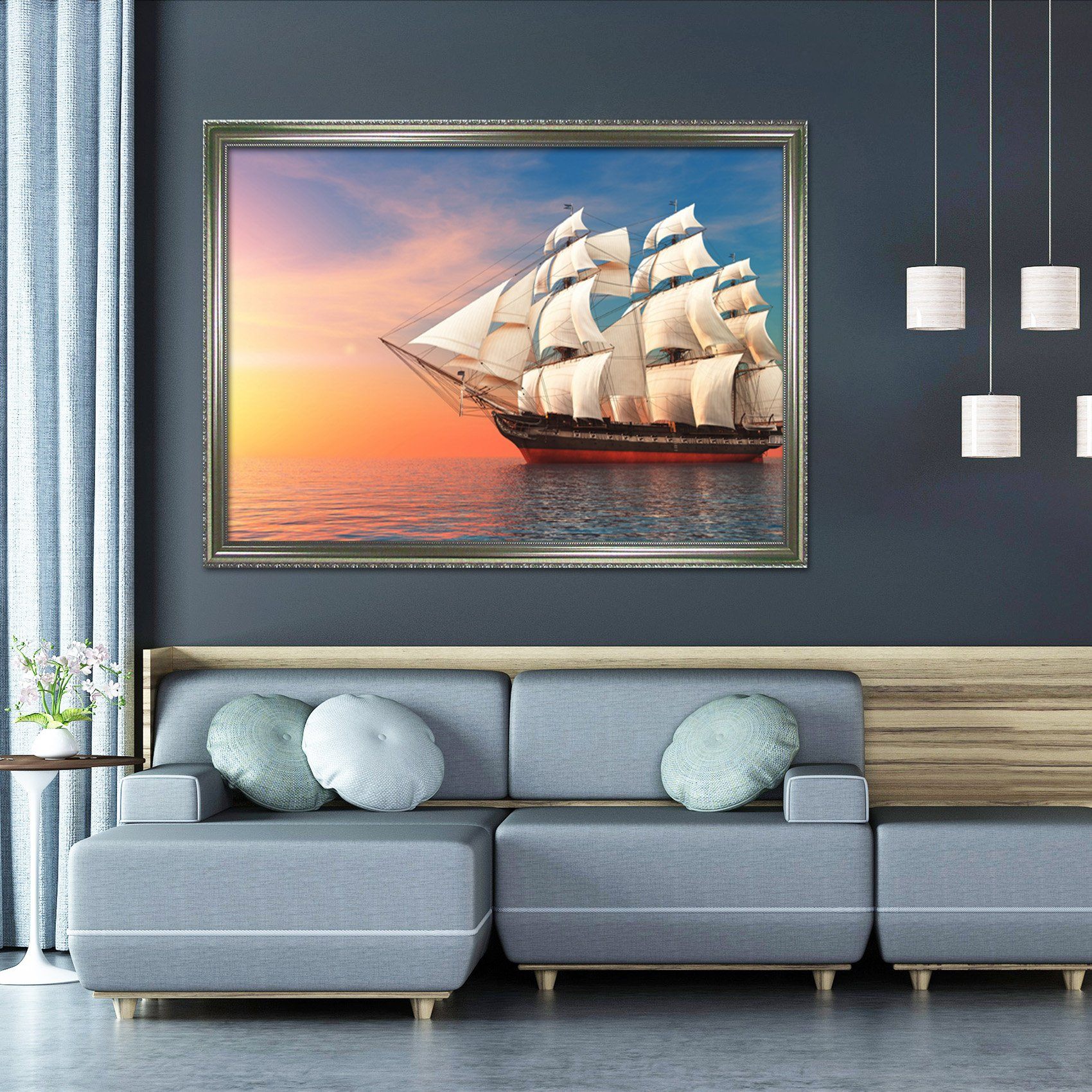 3D Sea Sailing 192 Fake Framed Print Painting Wallpaper AJ Creativity Home