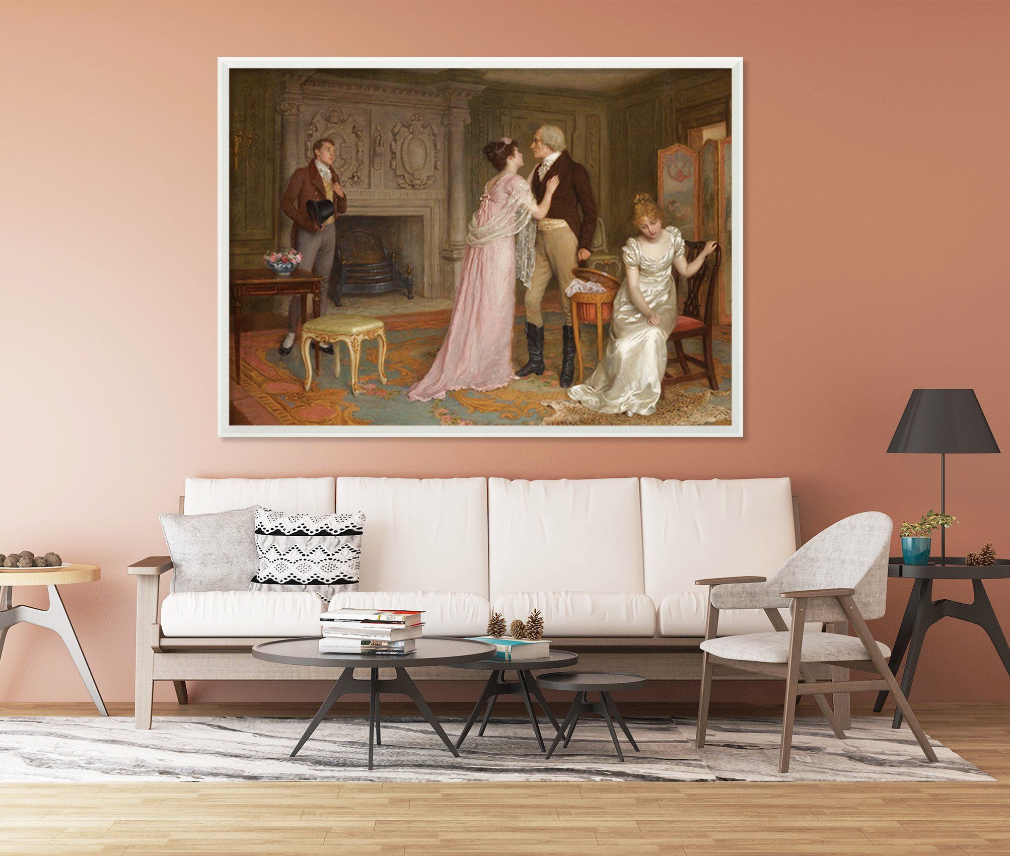 3D Reluctantly Parting 049 Fake Framed Print Painting Wallpaper AJ Creativity Home