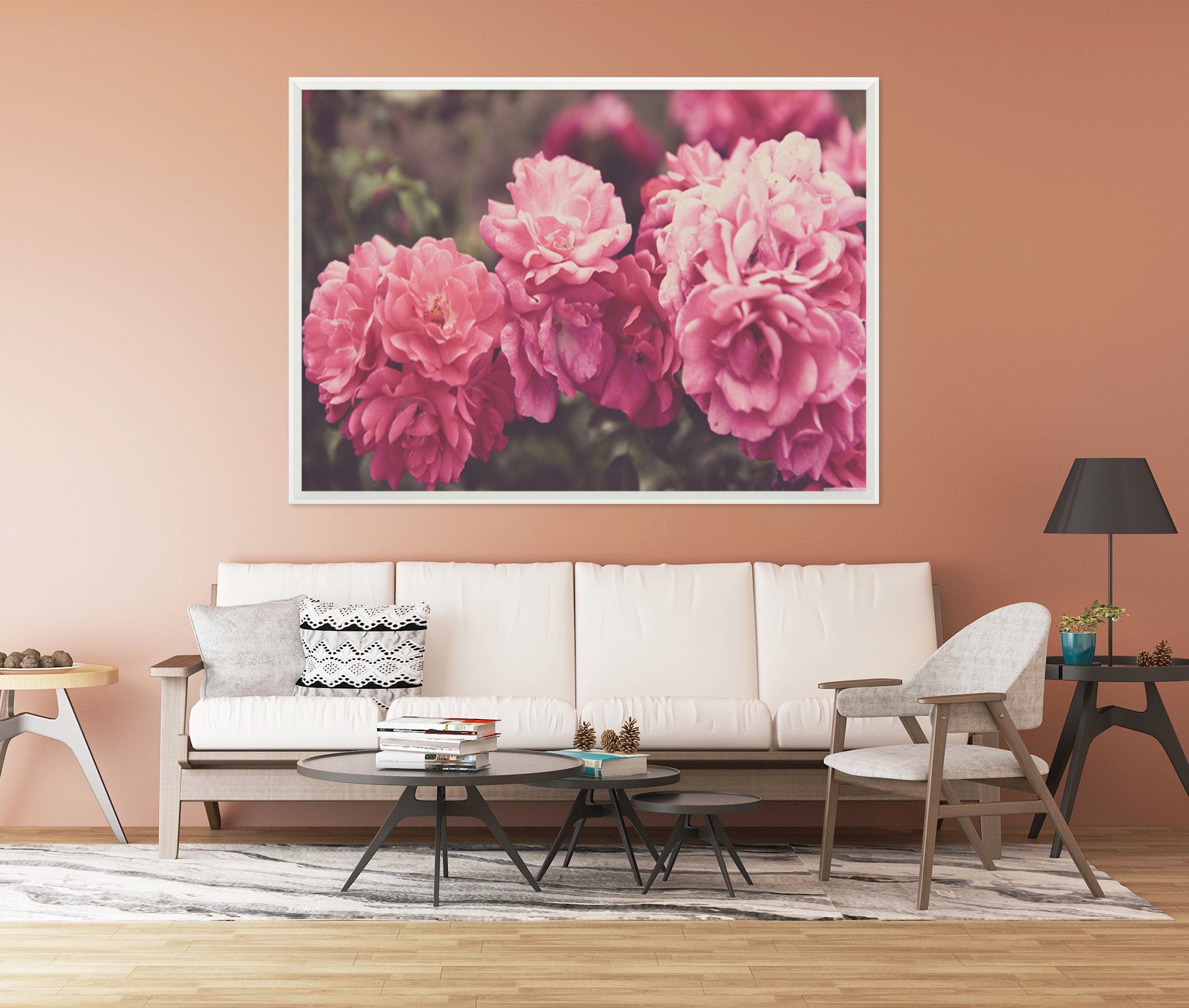 3D Pink Flower 030 Fake Framed Print Painting Wallpaper AJ Creativity Home