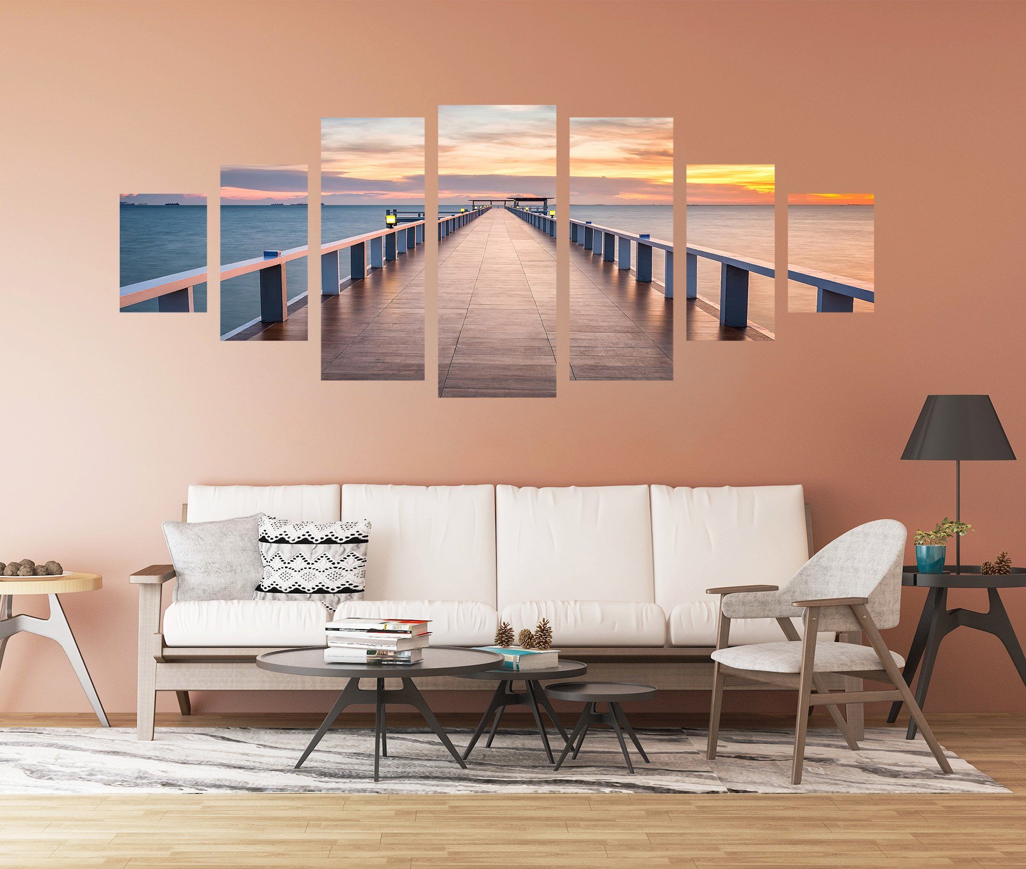 3D Sea Bridge 050 Unframed Print Wallpaper Wallpaper AJ Wallpaper
