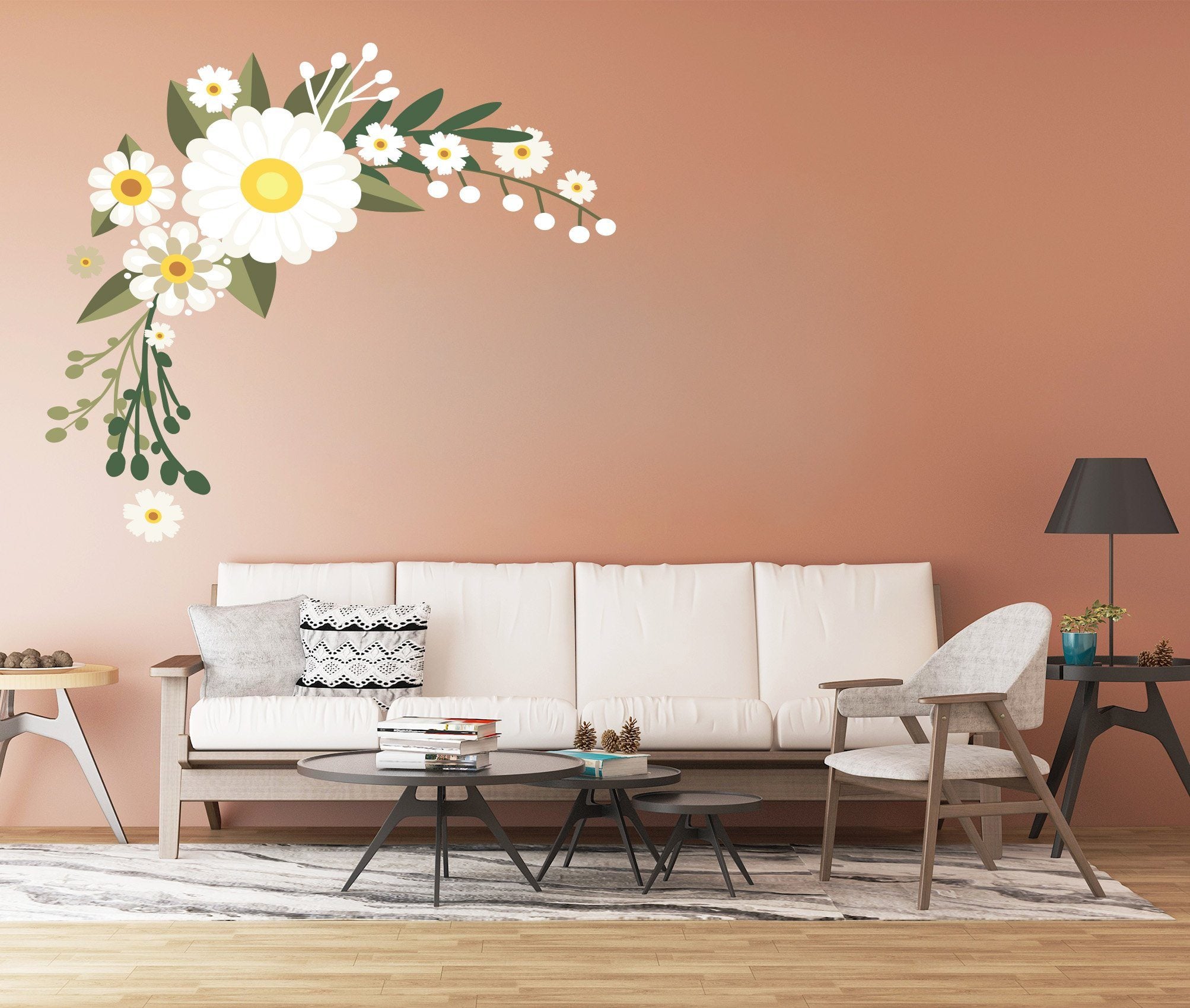 3D White Daisy 252 Wall Stickers Wallpaper AJ Wallpaper