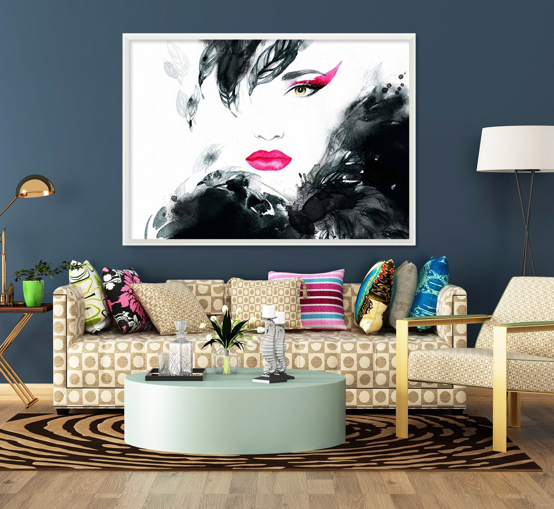 3D Red Lips 176 Fake Framed Print Painting Wallpaper AJ Creativity Home