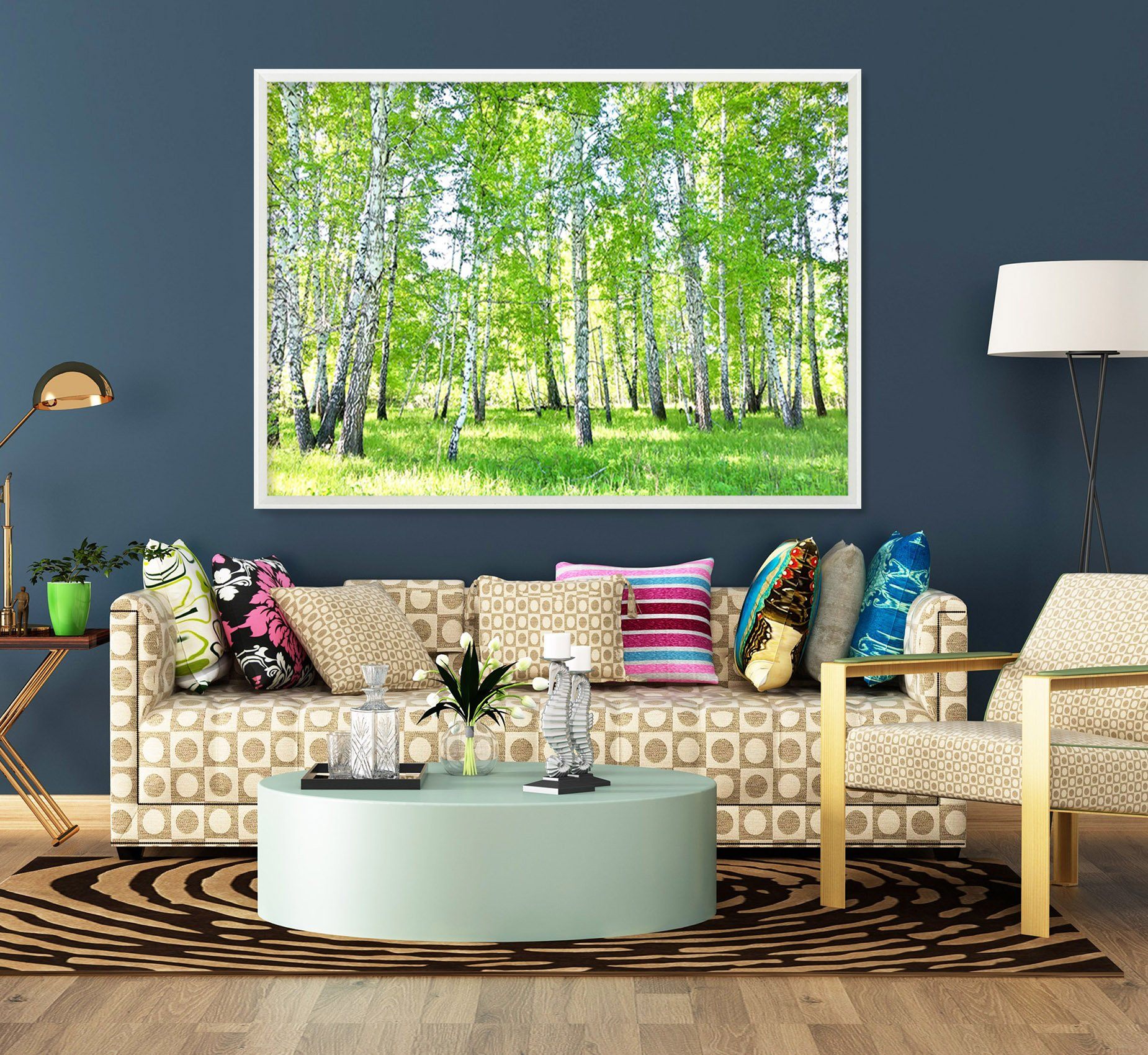 3D Shade Trees 008 Fake Framed Print Painting Wallpaper AJ Creativity Home