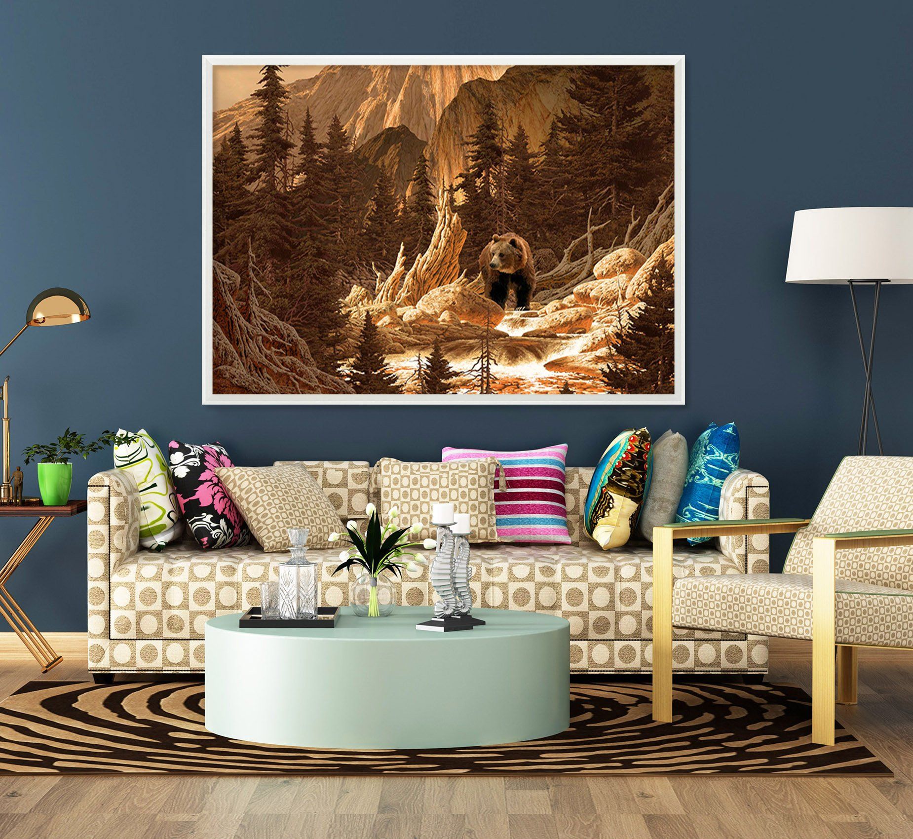 3D Brown Bear 164 Fake Framed Print Painting Wallpaper AJ Creativity Home