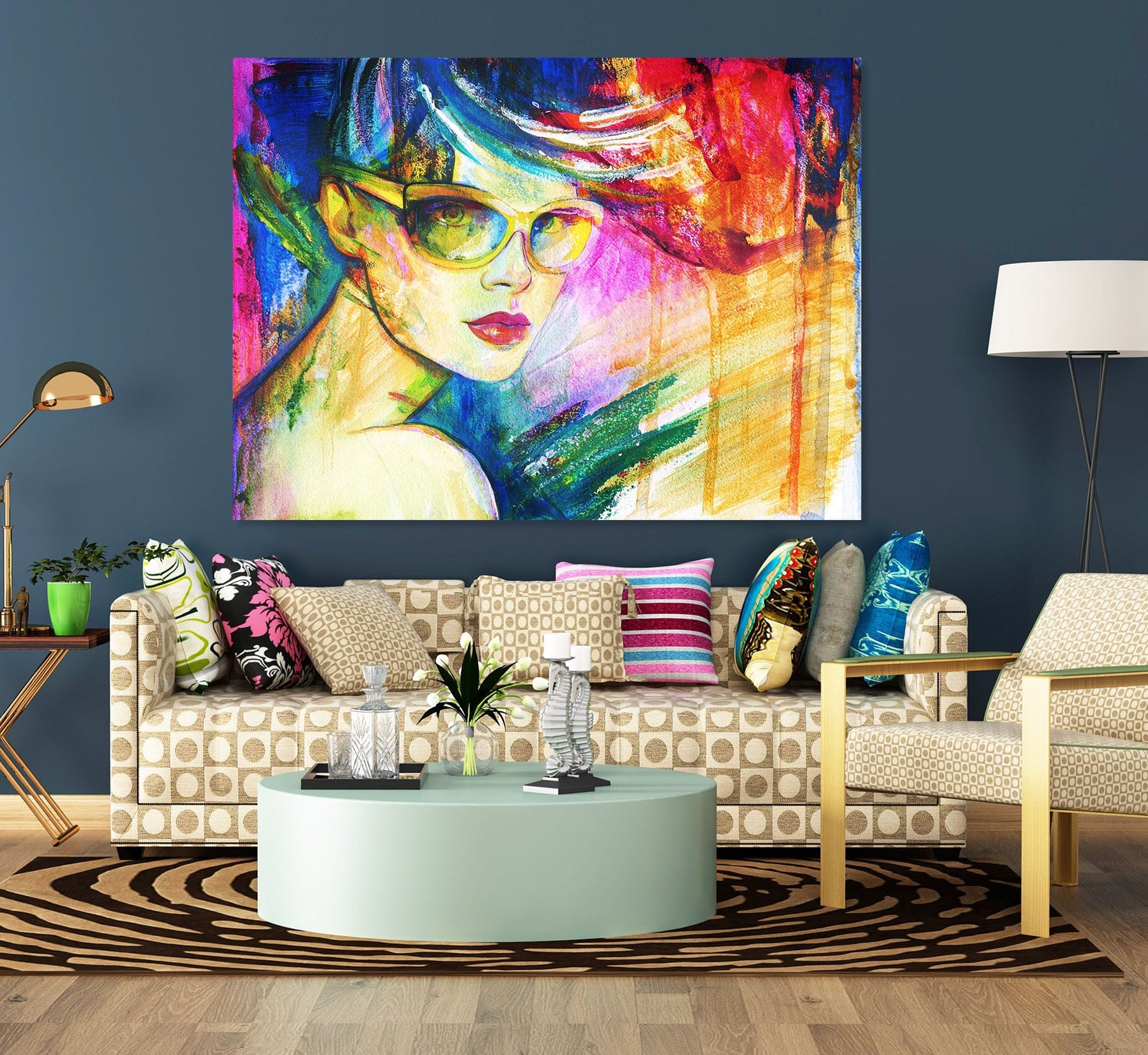 3D Colored Glasses Woman 1047 Wall Sticker Wallpaper AJ Wallpaper 2