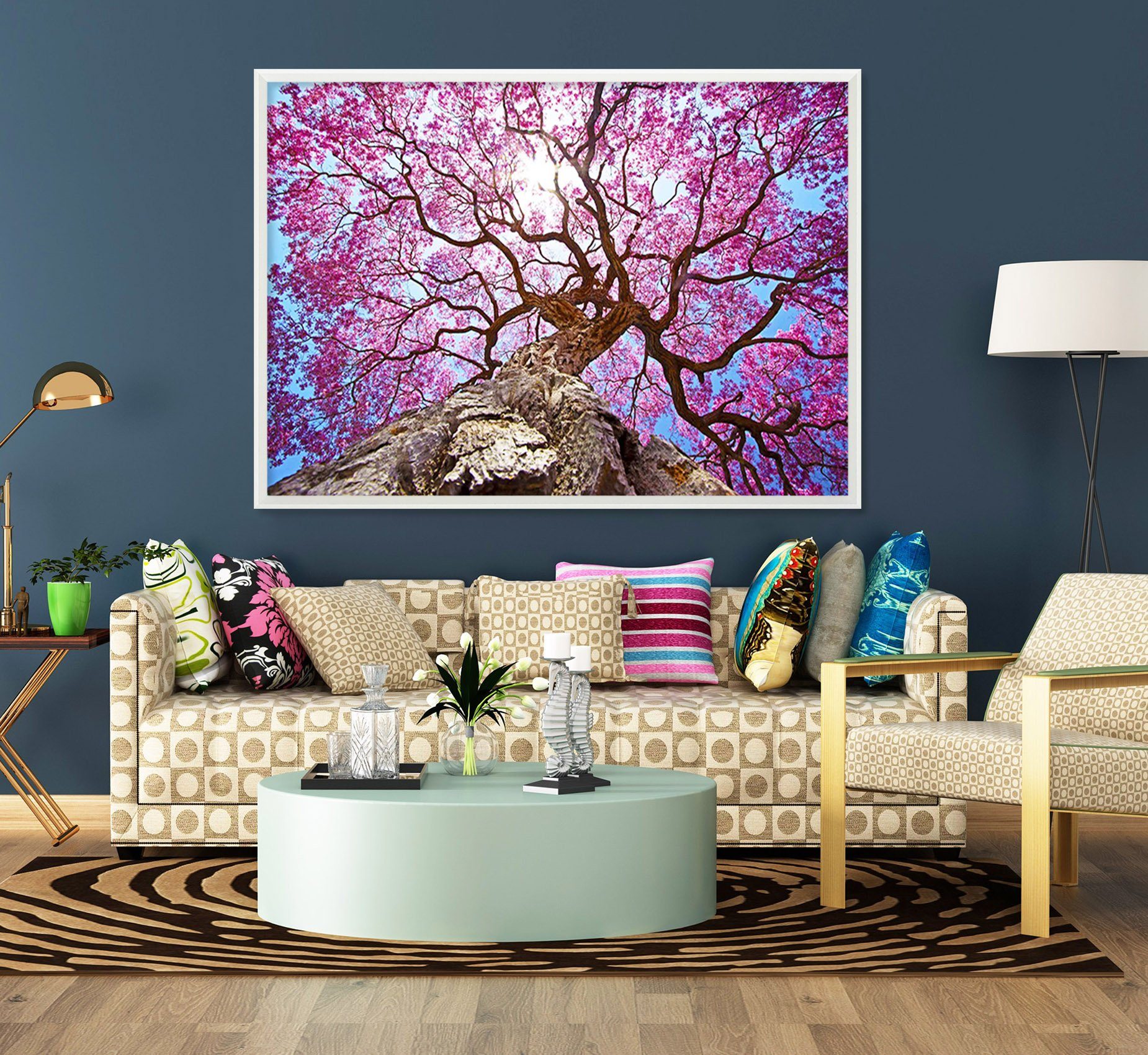 3D Tree Blossom 014 Fake Framed Print Painting Wallpaper AJ Creativity Home