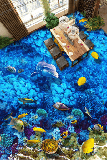 3D Blue Coral 405 Floor Mural Wallpaper AJ Wallpaper 2
