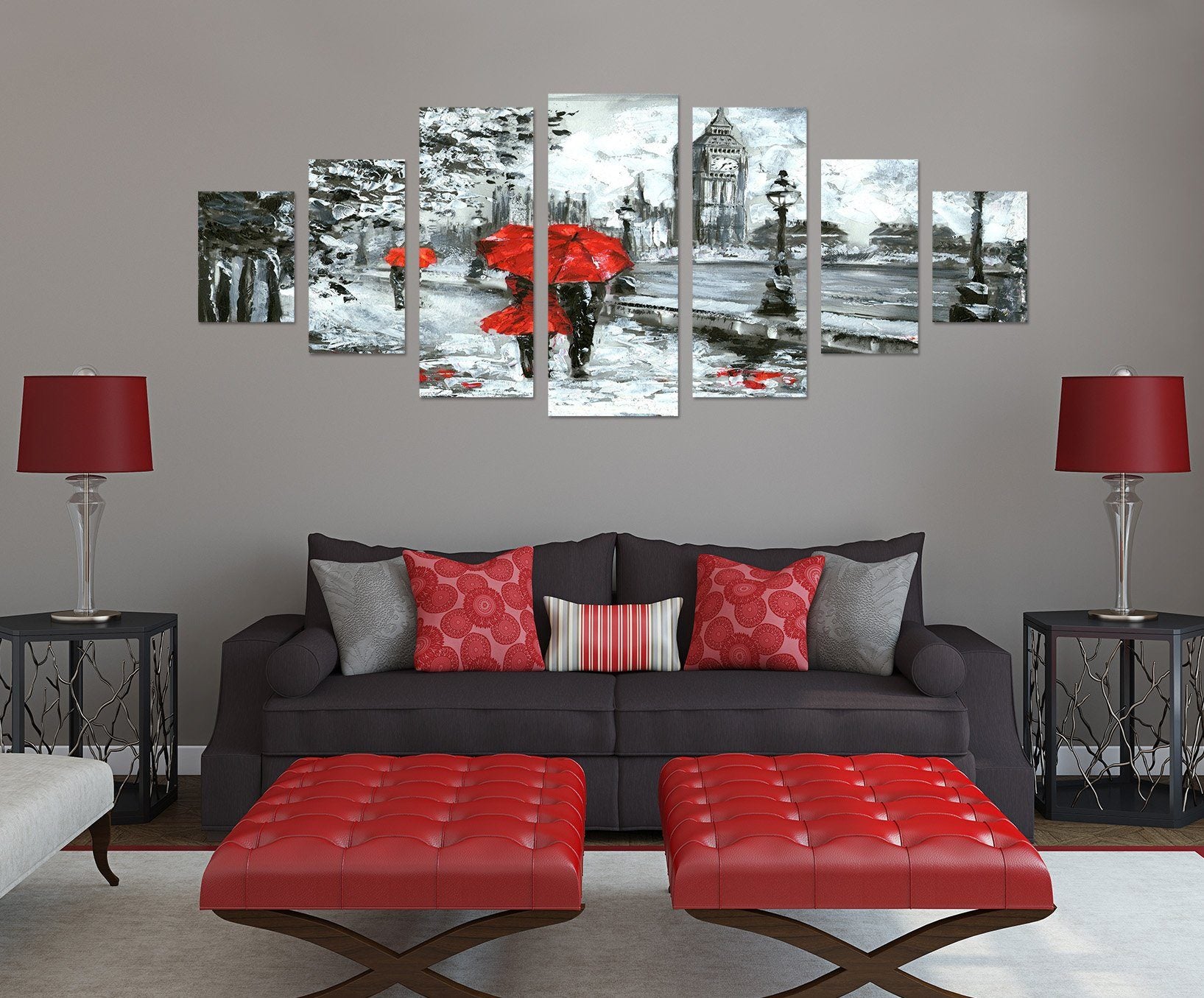 3D Lovers Umbrella 094 Unframed Print Wallpaper Wallpaper AJ Wallpaper